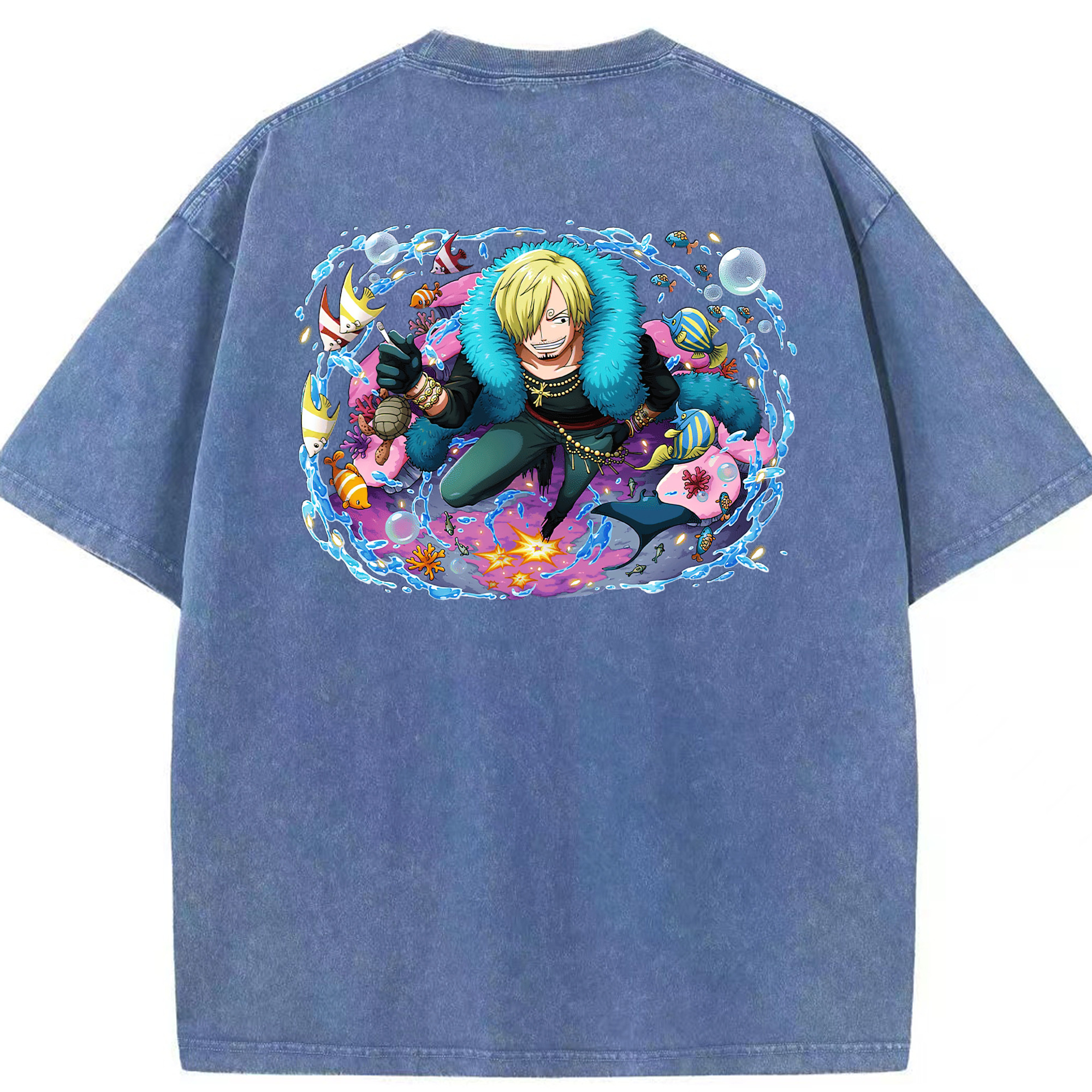 ワンピース サンジ ONE PIECE Sanji 綿100% ヴィンテージ風 半袖Tシャツ（背面プリント）