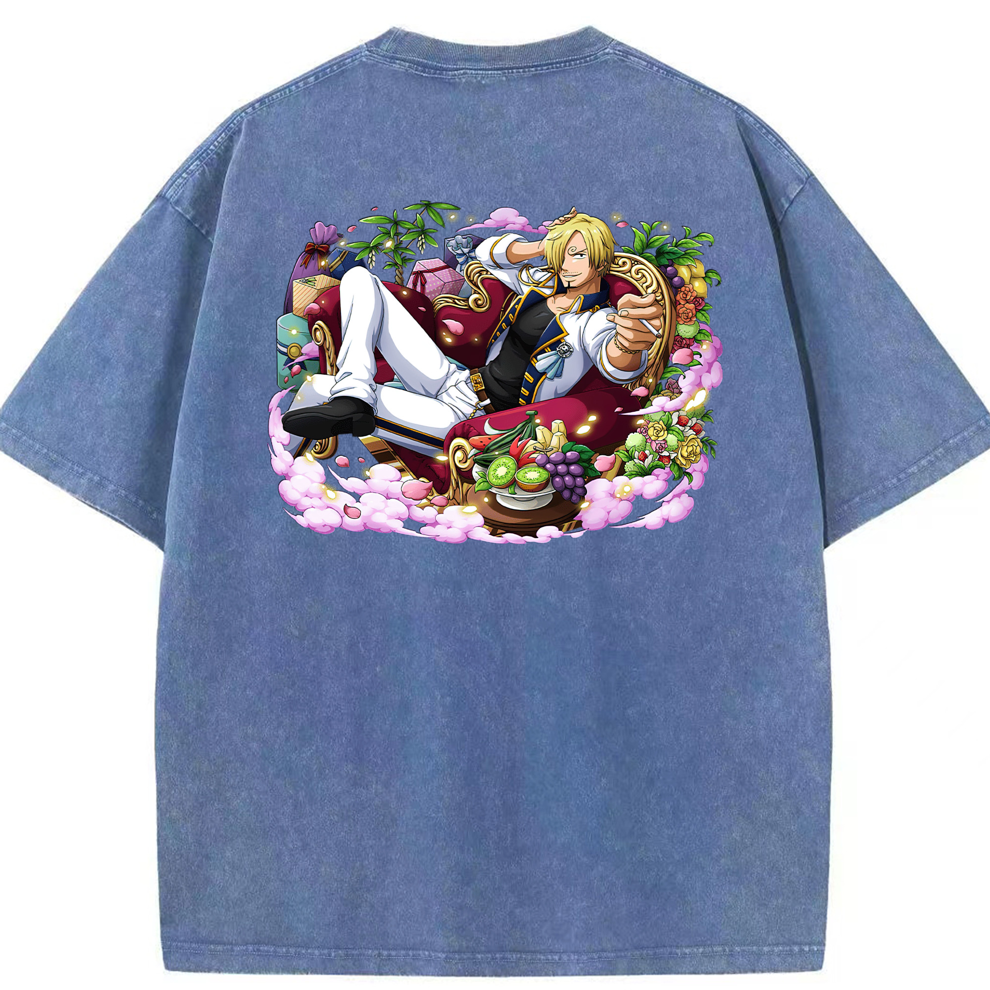 ワンピース サンジ ONE PIECE Sanji 綿100% ヴィンテージ風 半袖Tシャツ（背面プリント）
