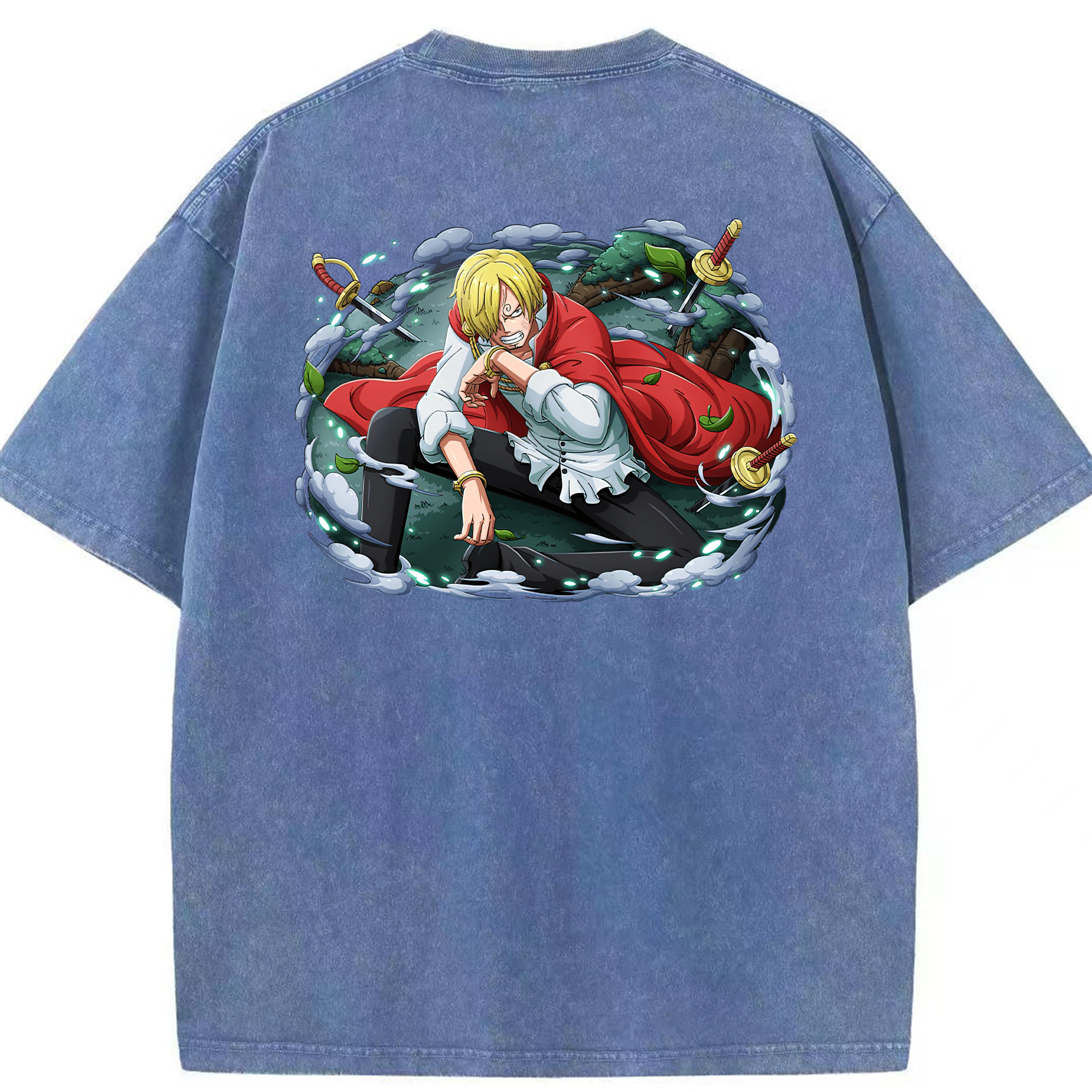 ワンピース サンジ ONE PIECE Sanji 綿100% ヴィンテージ風 半袖Tシャツ（背面プリント）