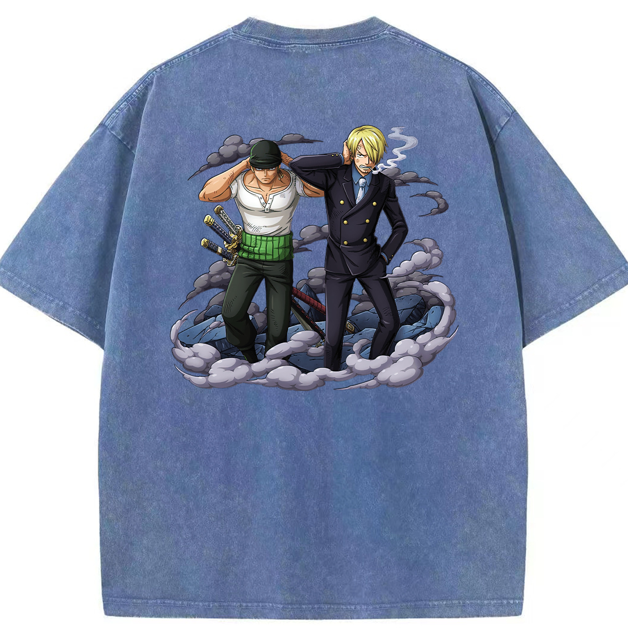 ワンピース サンジ ONE PIECE Sanji 綿100% ヴィンテージ風 半袖Tシャツ（背面プリント）