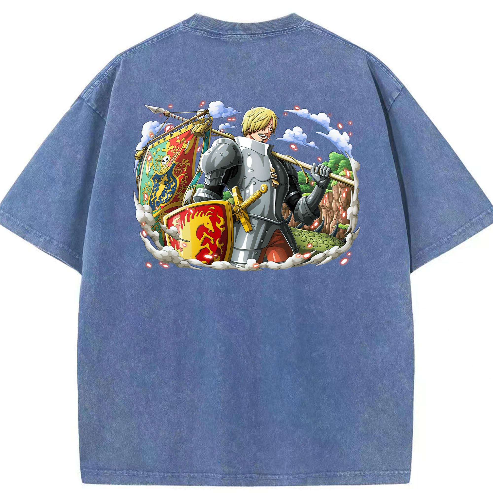 ワンピース サンジ ONE PIECE Sanji 綿100% ヴィンテージ風 半袖Tシャツ（背面プリント）
