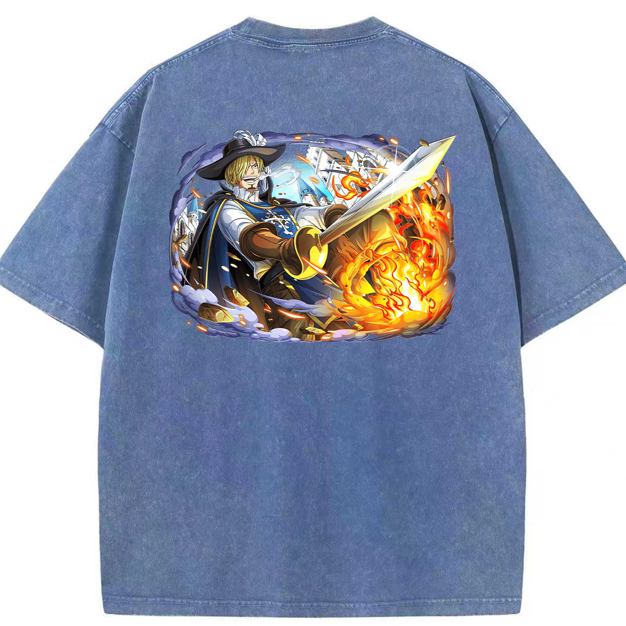 ワンピース サンジ ONE PIECE Sanji 綿100% ヴィンテージ風 半袖Tシャツ（背面プリント）