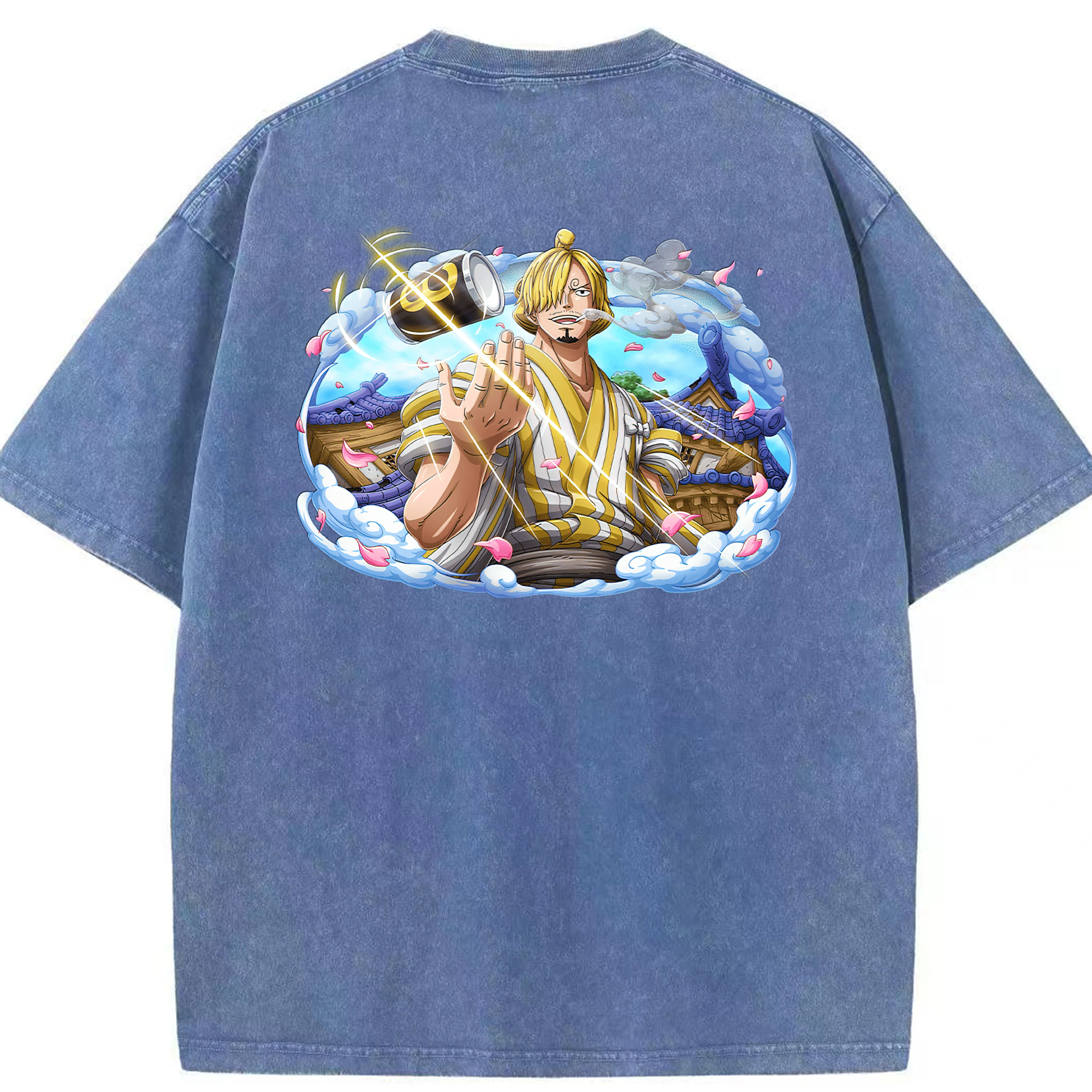 ワンピース サンジ ONE PIECE Sanji 綿100% ヴィンテージ風 半袖Tシャツ（背面プリント）