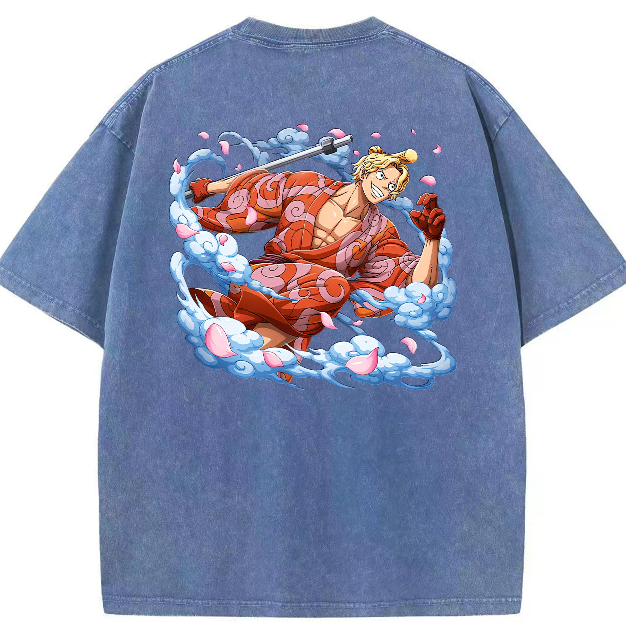 ワンピース サンジ ONE PIECE Sanji 綿100% ヴィンテージ風 半袖Tシャツ（背面プリント）