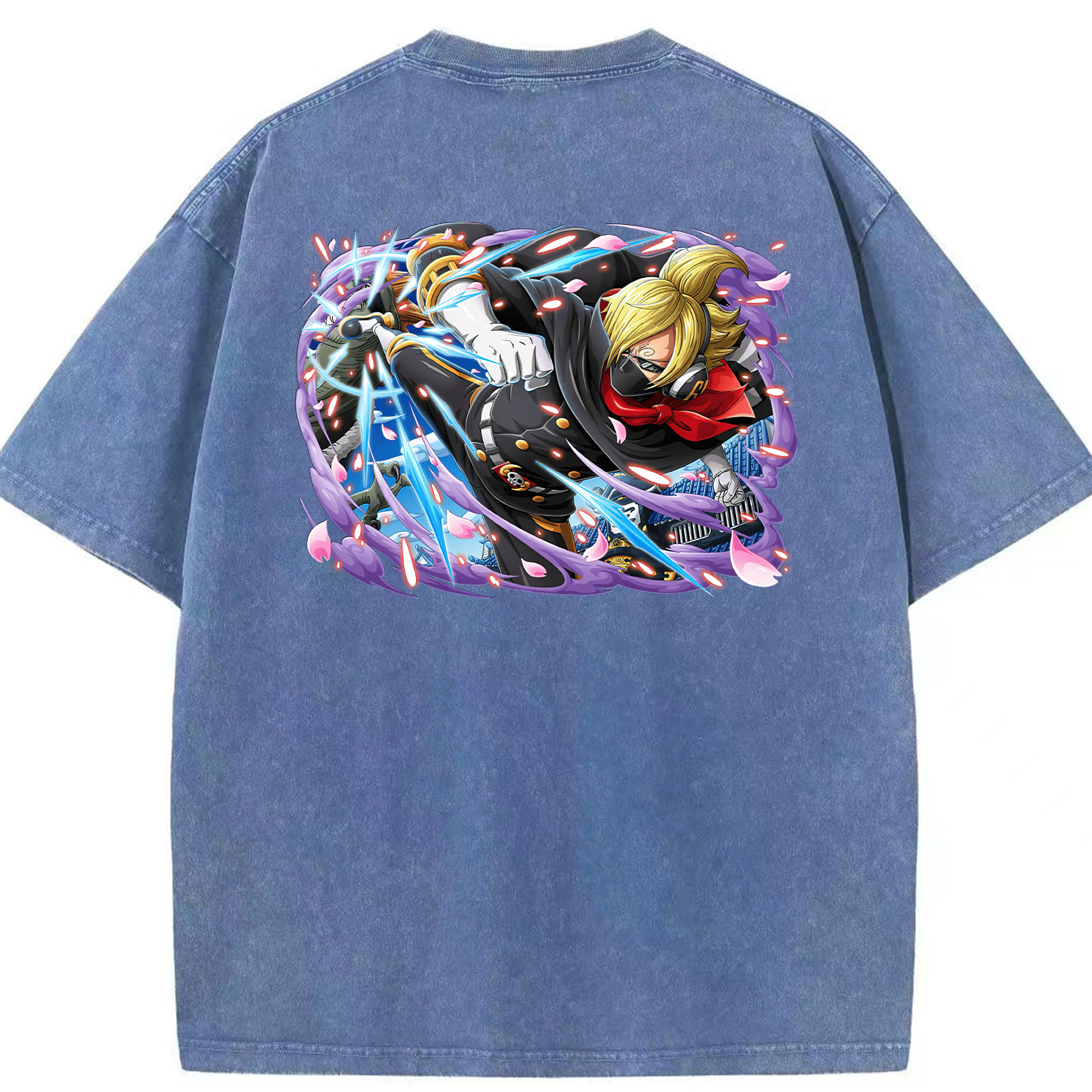 ワンピース サンジ ONE PIECE Sanji 綿100% ヴィンテージ風 半袖Tシャツ（背面プリント）