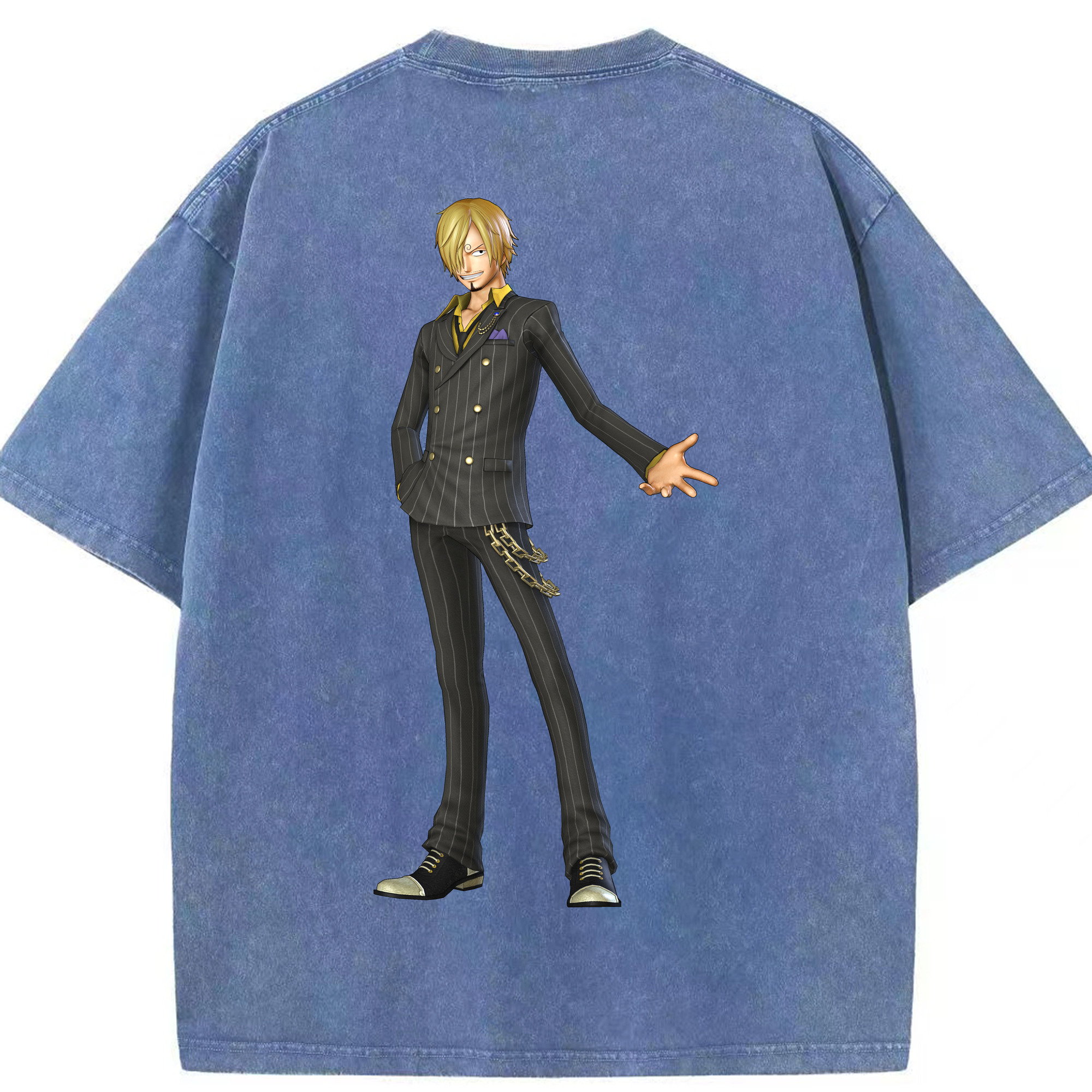 ワンピース サンジ ONE PIECE Sanji 綿100% ヴィンテージ風 半袖Tシャツ（背面プリント）