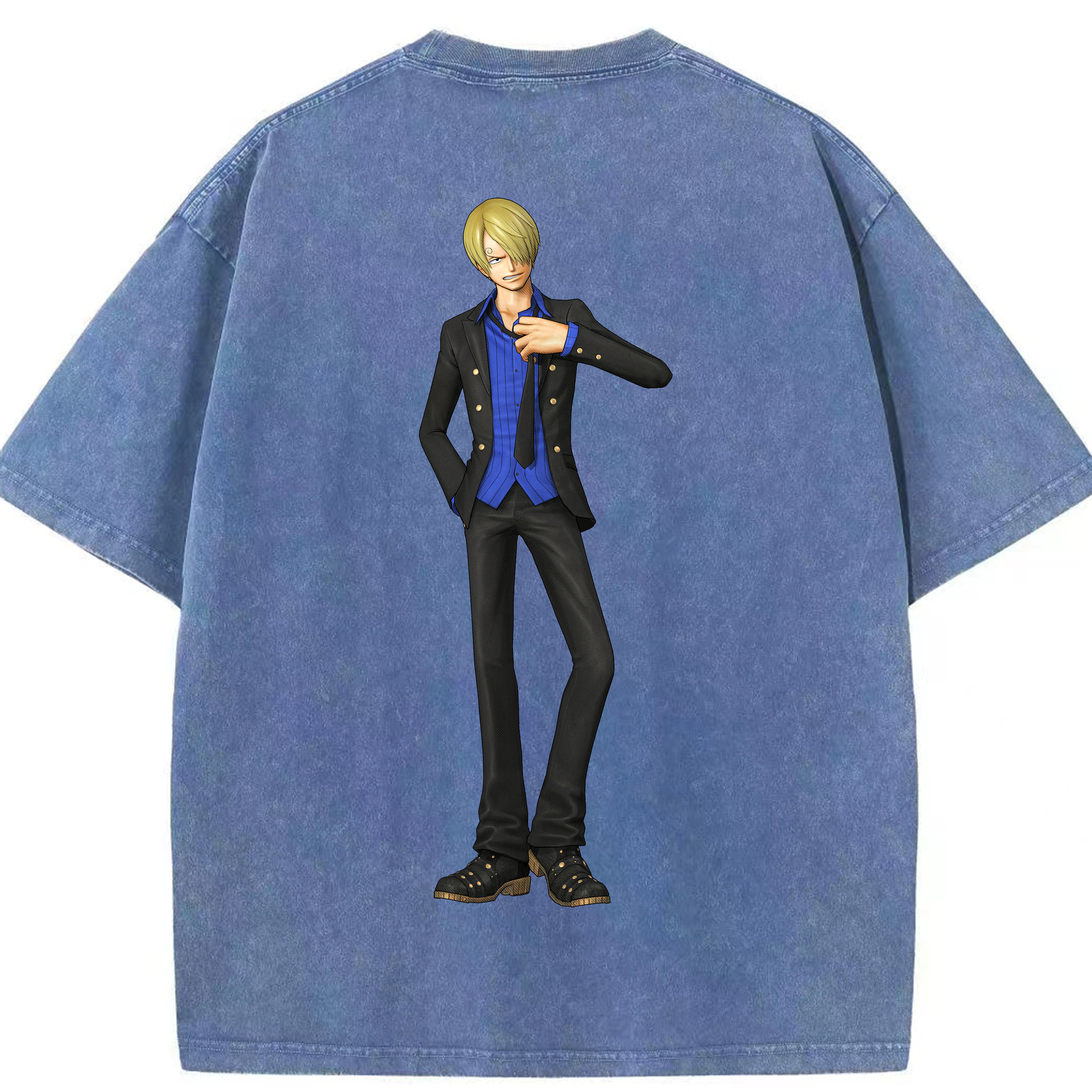 ワンピース サンジ ONE PIECE Sanji 綿100% ヴィンテージ風 半袖Tシャツ（背面プリント）