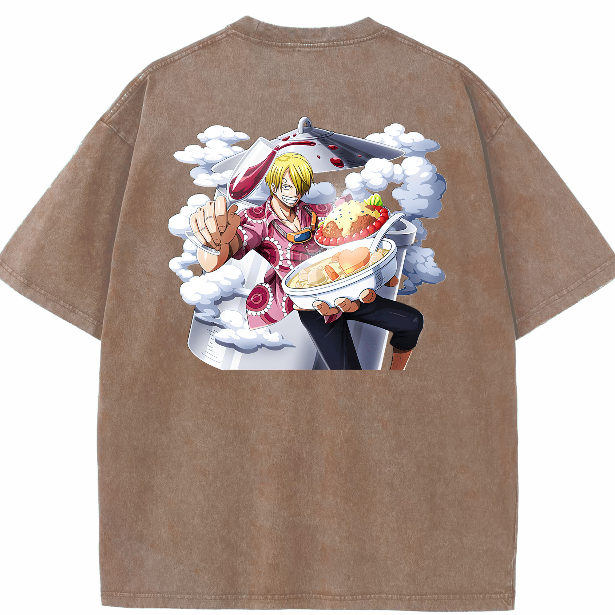 ワンピース サンジ ONE PIECE Sanji 綿100% ヴィンテージ風 半袖Tシャツ（背面プリント）