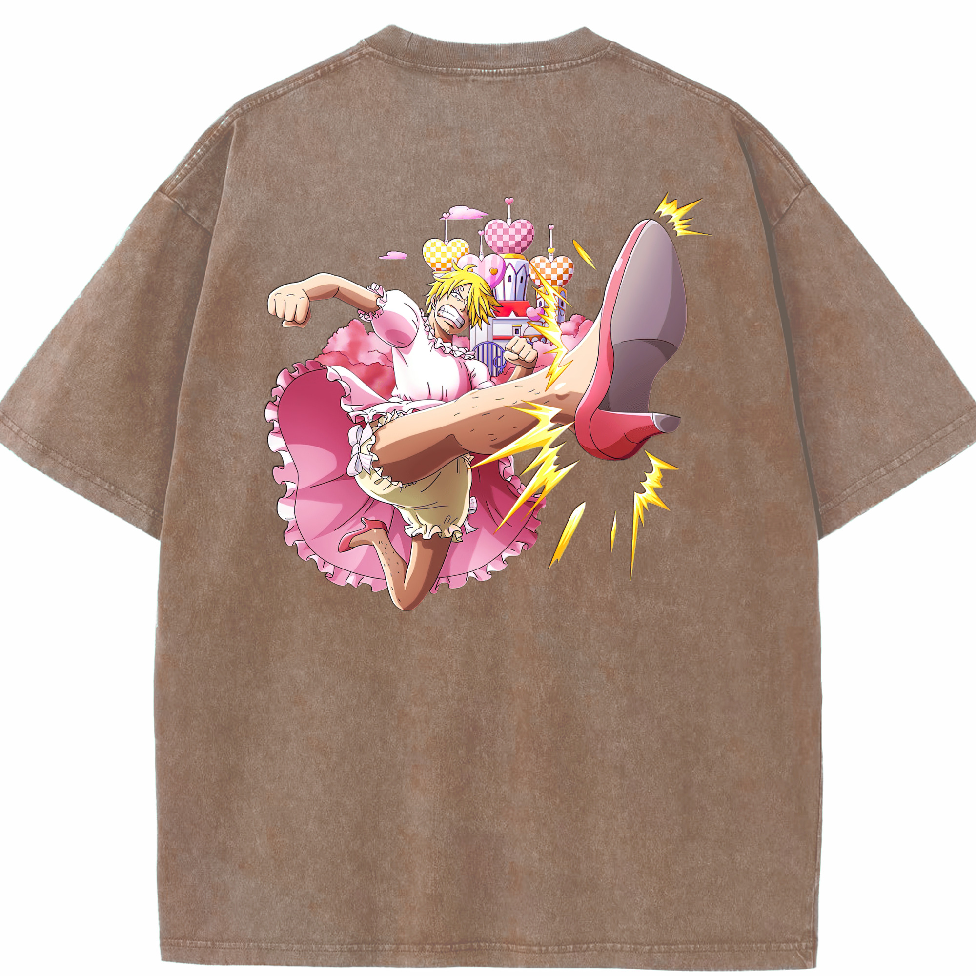 （画像用） ワンピース サンジ ONE PIECE Sanji 綿100% ヴィンテージ風 半袖Tシャツ（背面プリント）