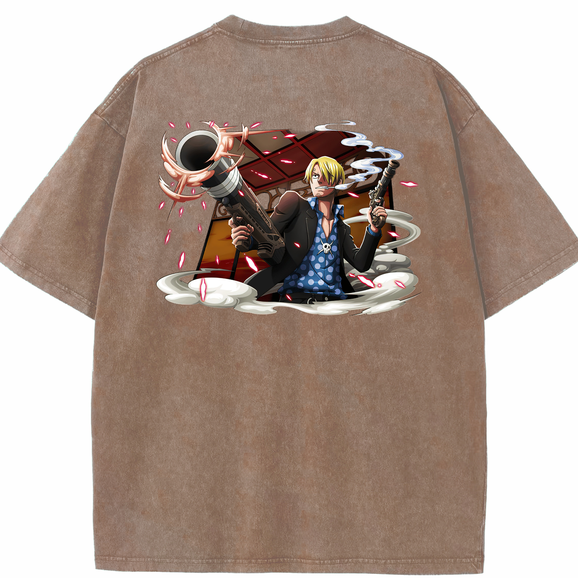ワンピース サンジ ONE PIECE Sanji 綿100% ヴィンテージ風 半袖Tシャツ（背面プリント）