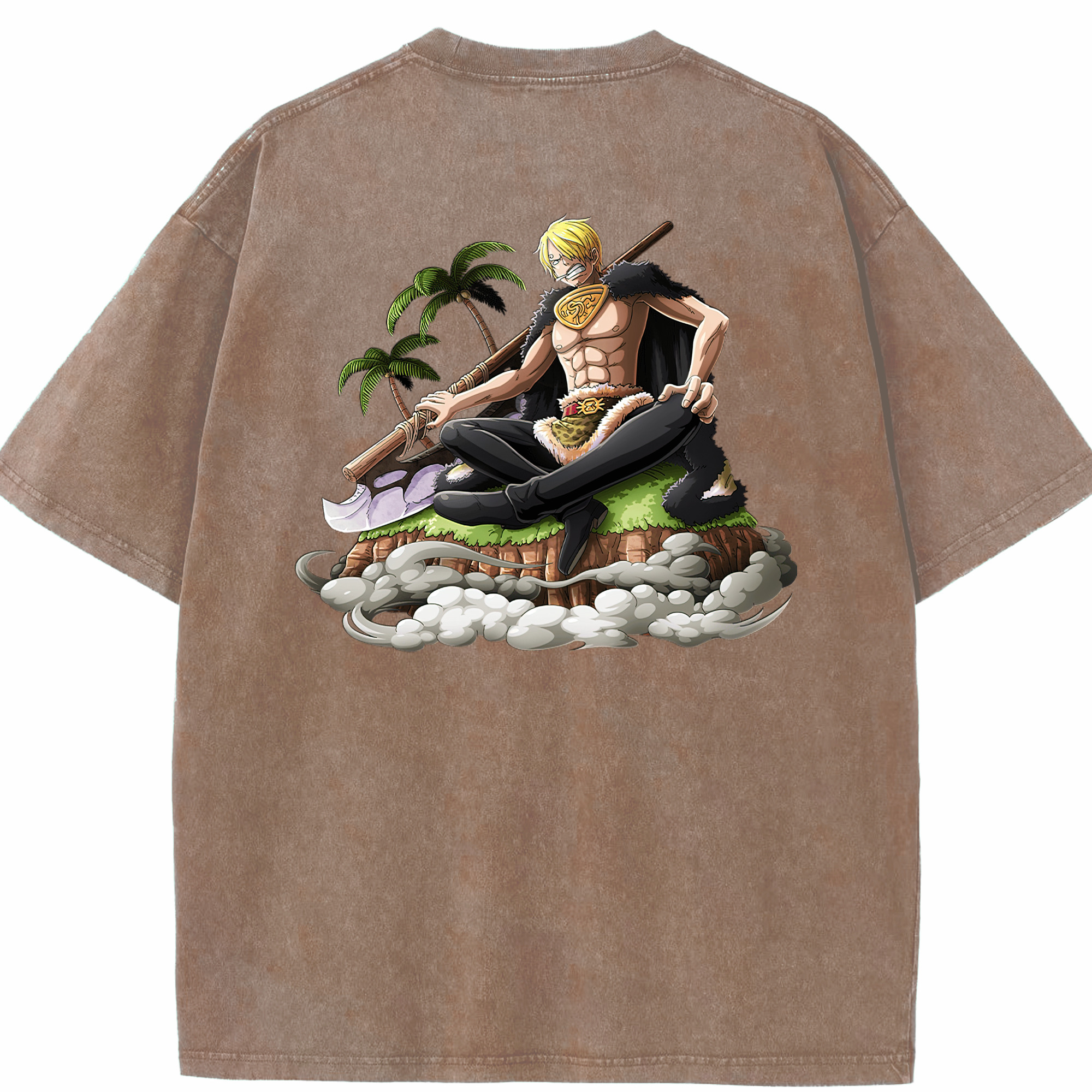 ワンピース サンジ ONE PIECE Sanji 綿100% ヴィンテージ風 半袖Tシャツ（背面プリント）