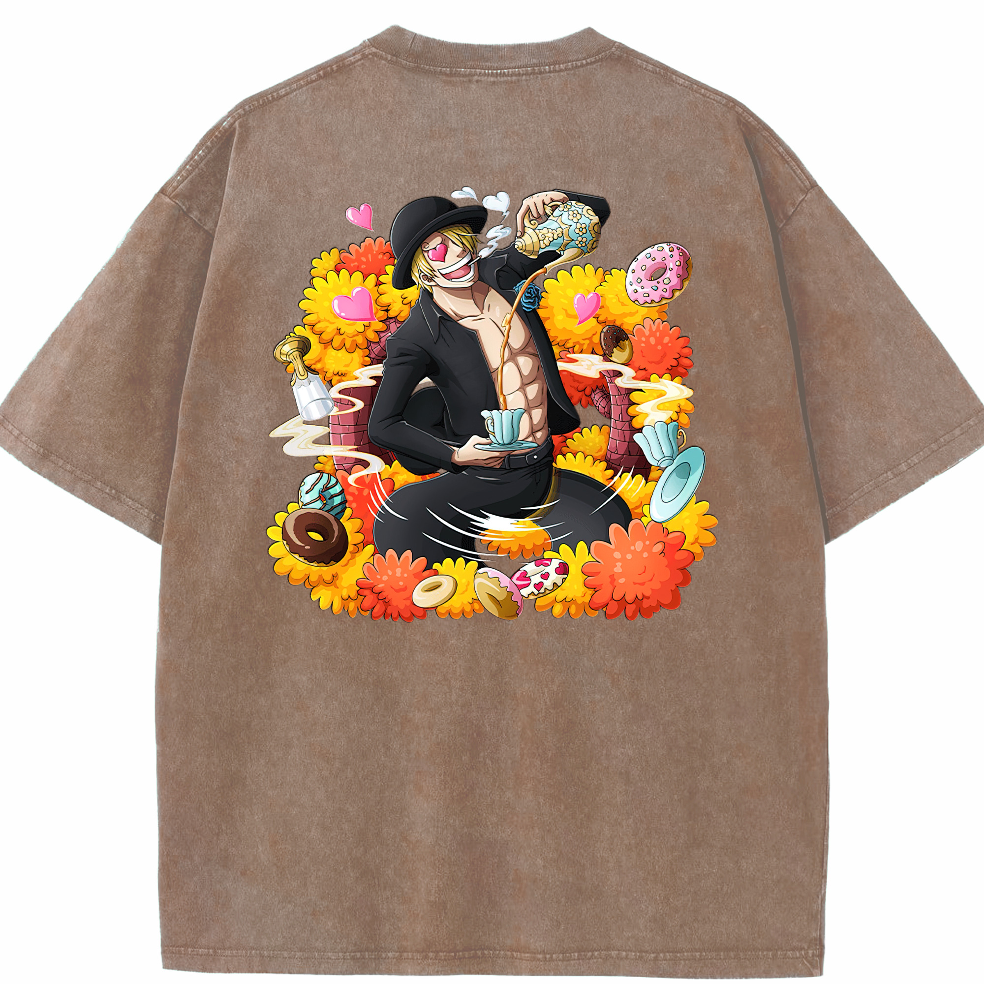 ワンピース サンジ ONE PIECE Sanji 綿100% ヴィンテージ風 半袖Tシャツ（背面プリント）