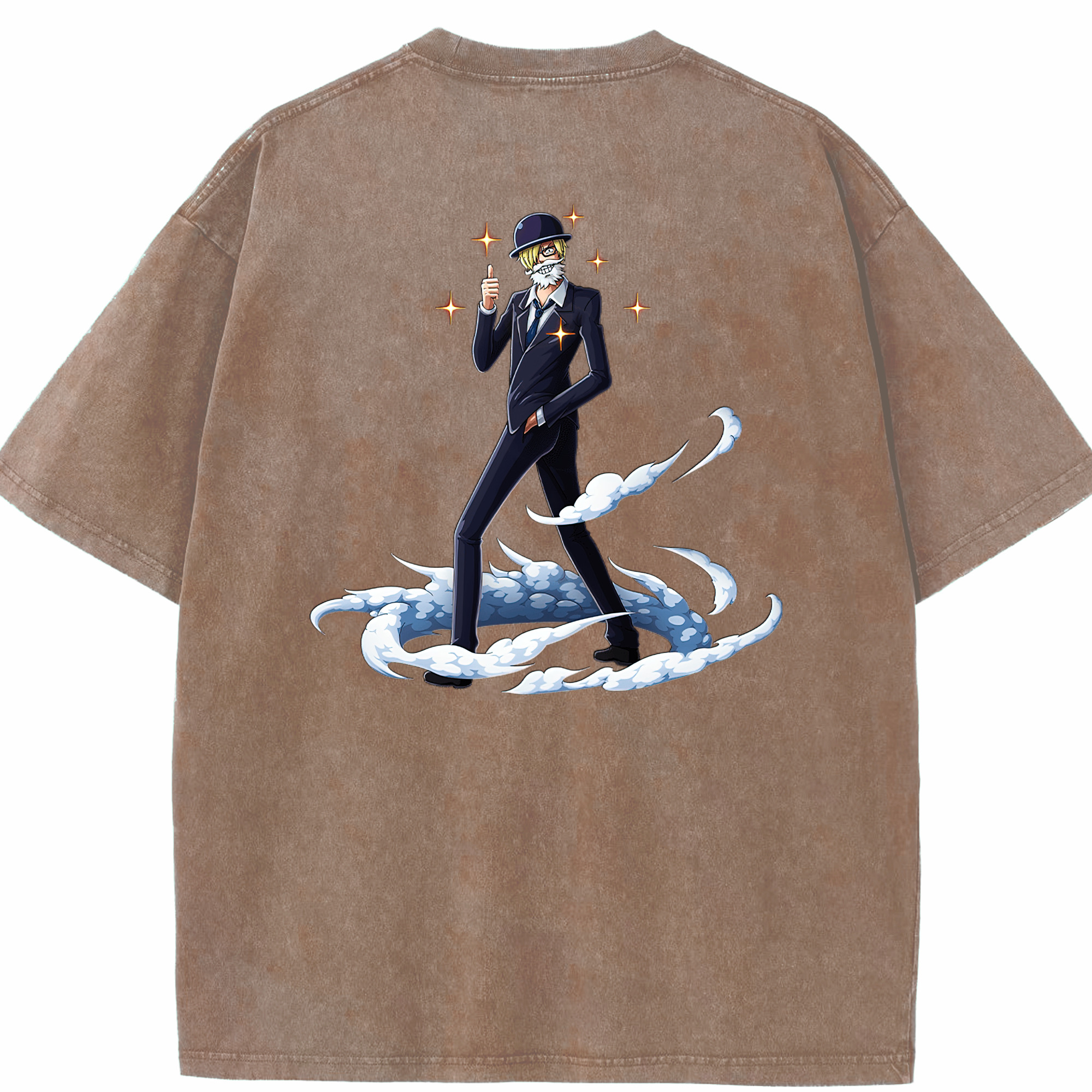 ワンピース サンジ ONE PIECE Sanji 綿100% ヴィンテージ風 半袖Tシャツ（背面プリント）