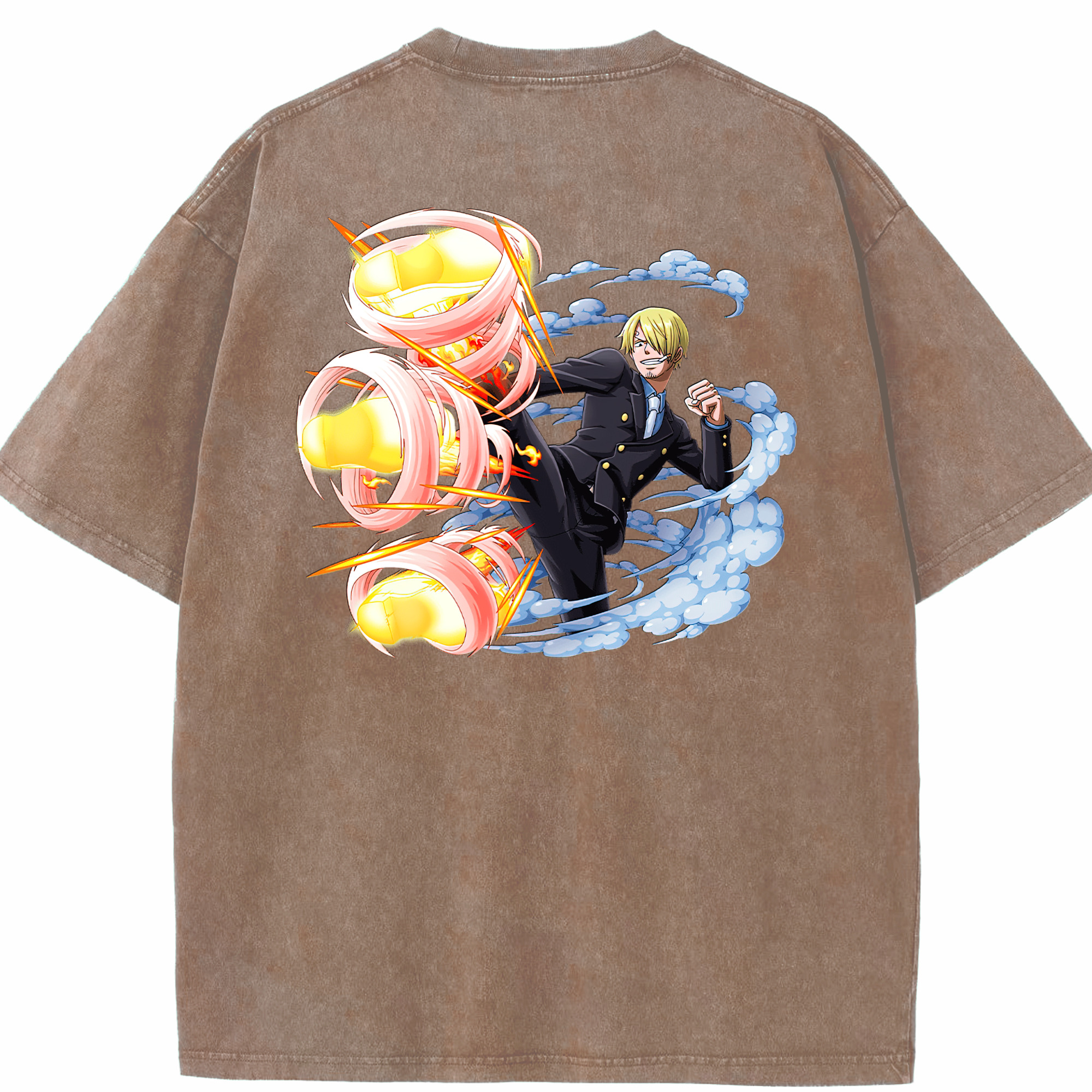 ワンピース サンジ ONE PIECE Sanji 綿100% ヴィンテージ風 半袖Tシャツ（背面プリント）