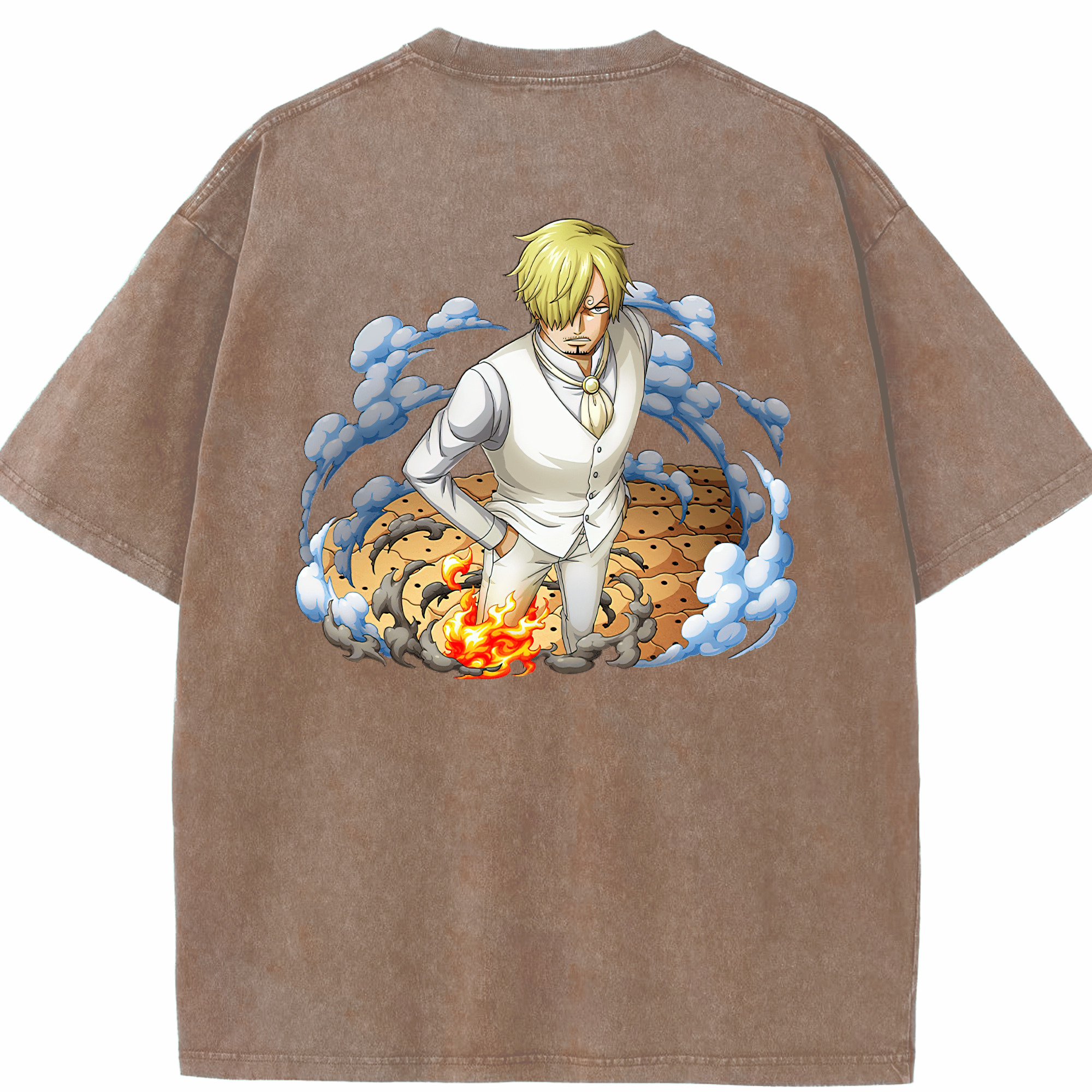ワンピース サンジ ONE PIECE Sanji 綿100% ヴィンテージ風 半袖Tシャツ（背面プリント）
