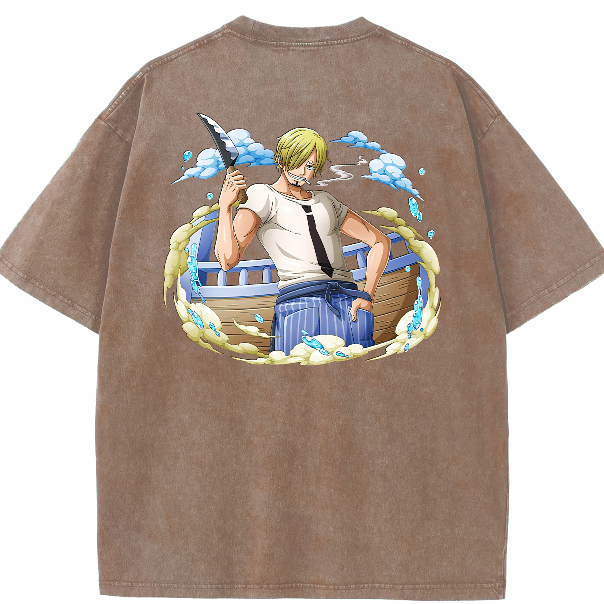 ワンピース サンジ ONE PIECE Sanji 綿100% ヴィンテージ風 半袖Tシャツ（背面プリント）