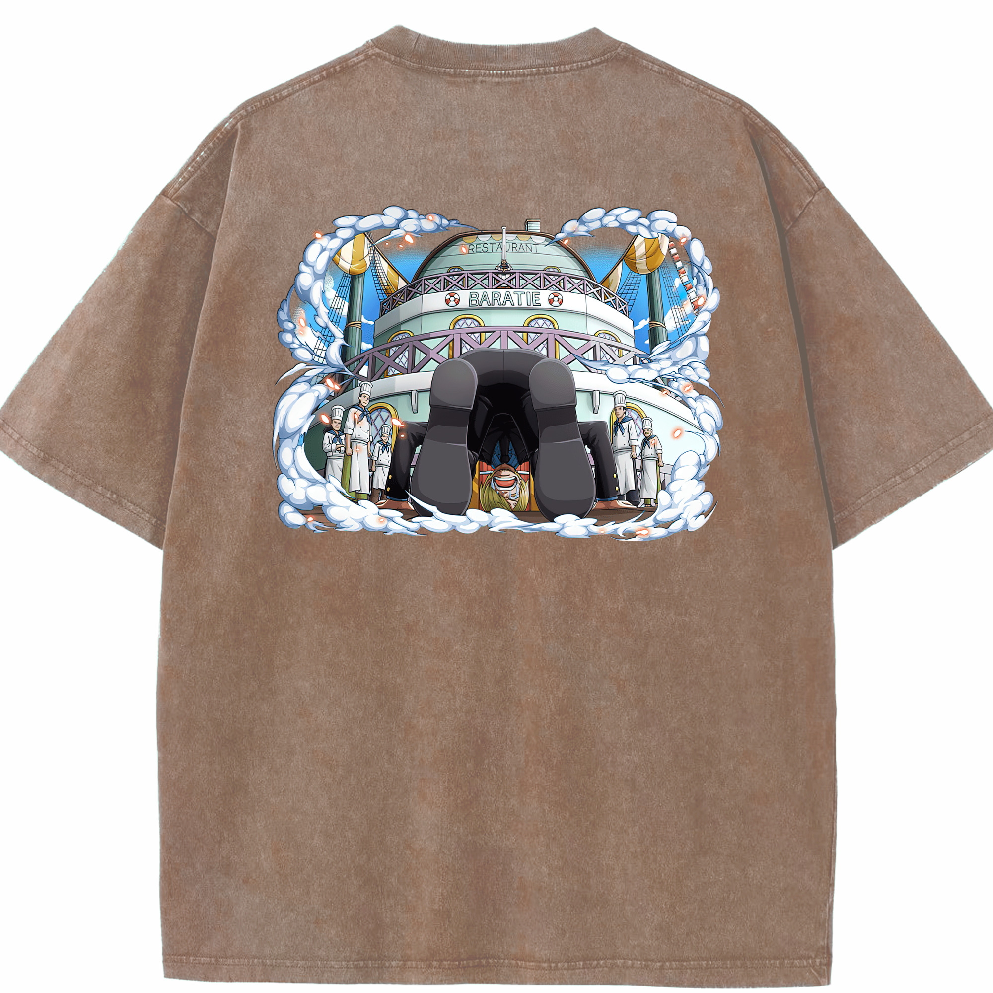 ワンピース サンジ ONE PIECE Sanji 綿100% ヴィンテージ風 半袖Tシャツ（背面プリント）