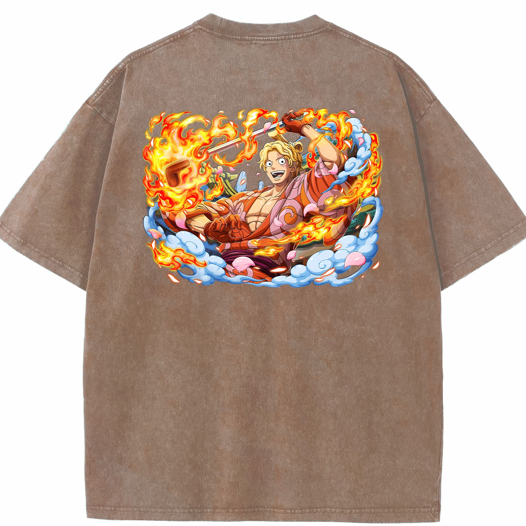 ワンピース サンジ ONE PIECE Sanji 綿100% ヴィンテージ風 半袖Tシャツ（背面プリント）