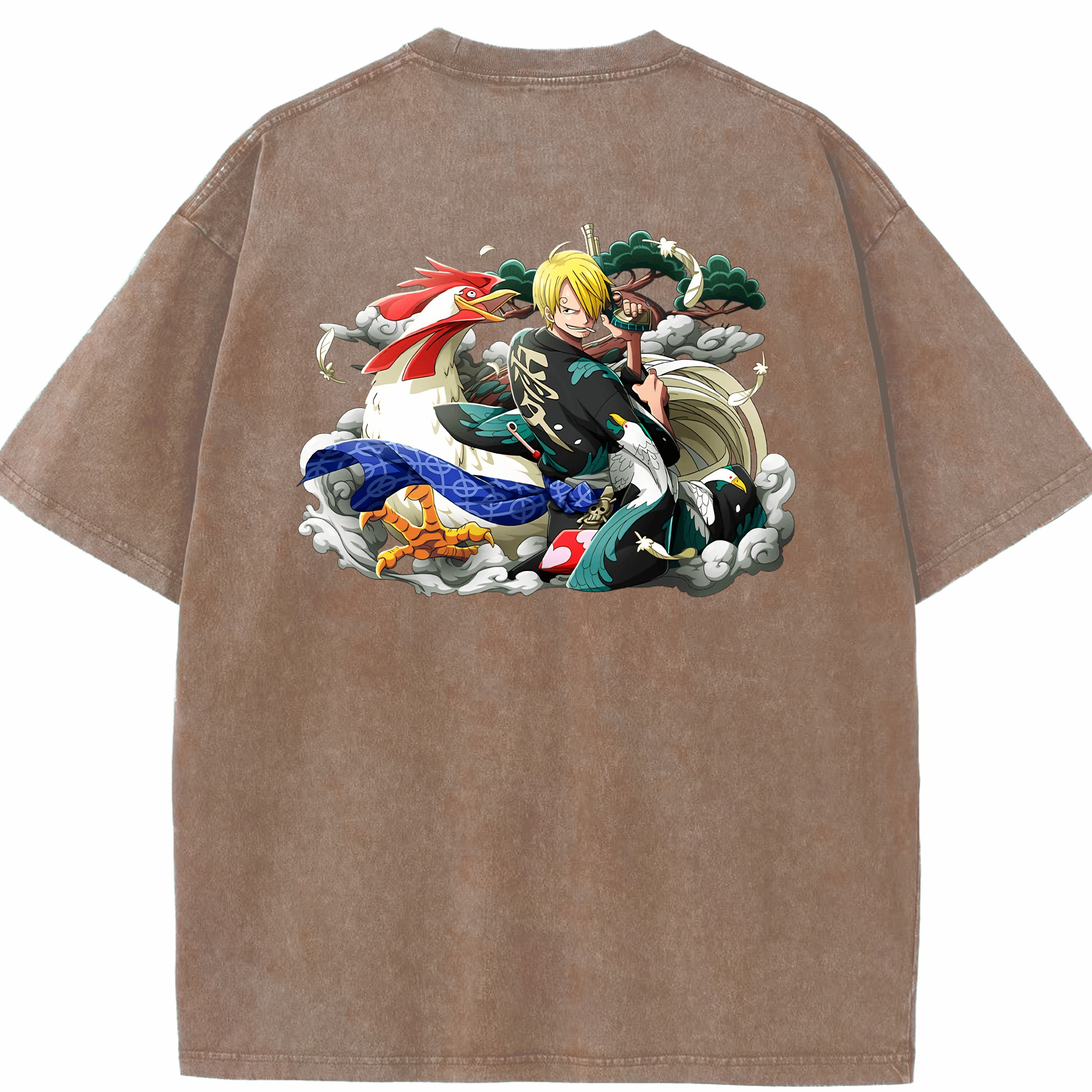 ワンピース サンジ ONE PIECE Sanji 綿100% ヴィンテージ風 半袖Tシャツ（背面プリント）