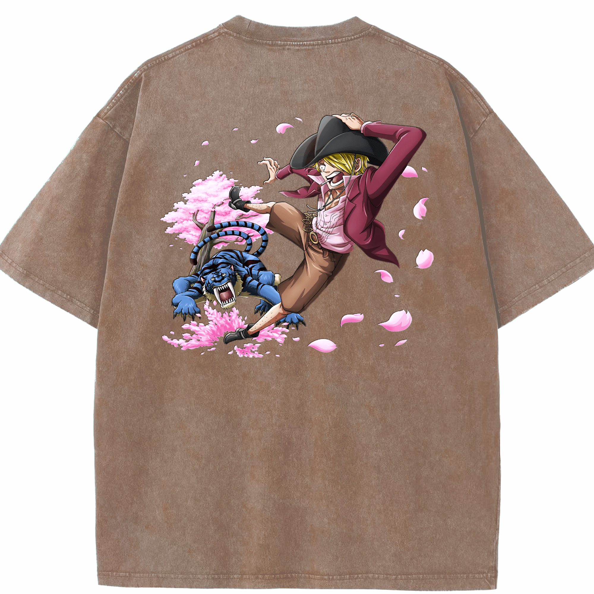 （画像用） ワンピース サンジ ONE PIECE Sanji 綿100% ヴィンテージ風 半袖Tシャツ（背面プリント）