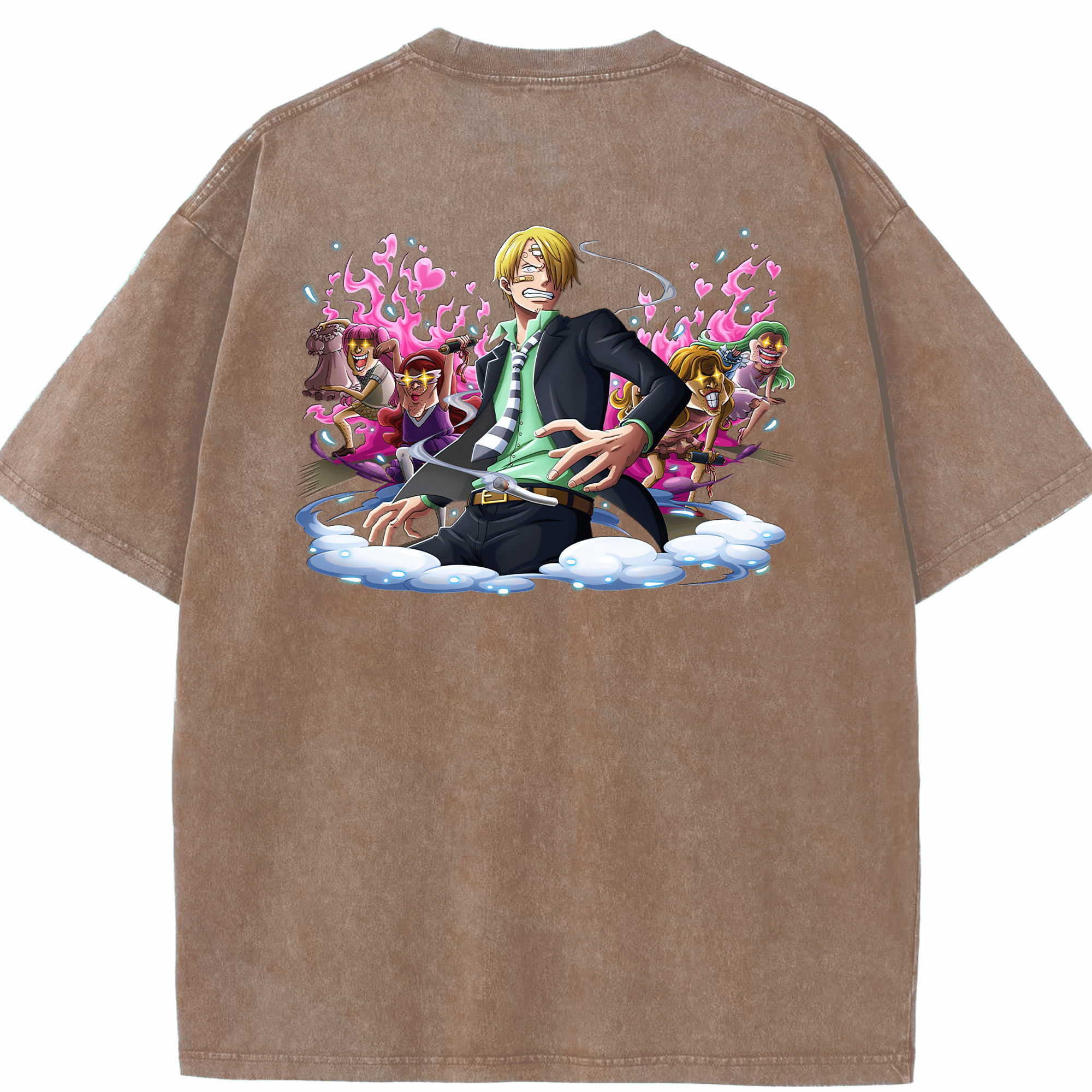 ワンピース サンジ ONE PIECE Sanji 綿100% ヴィンテージ風 半袖Tシャツ（背面プリント）