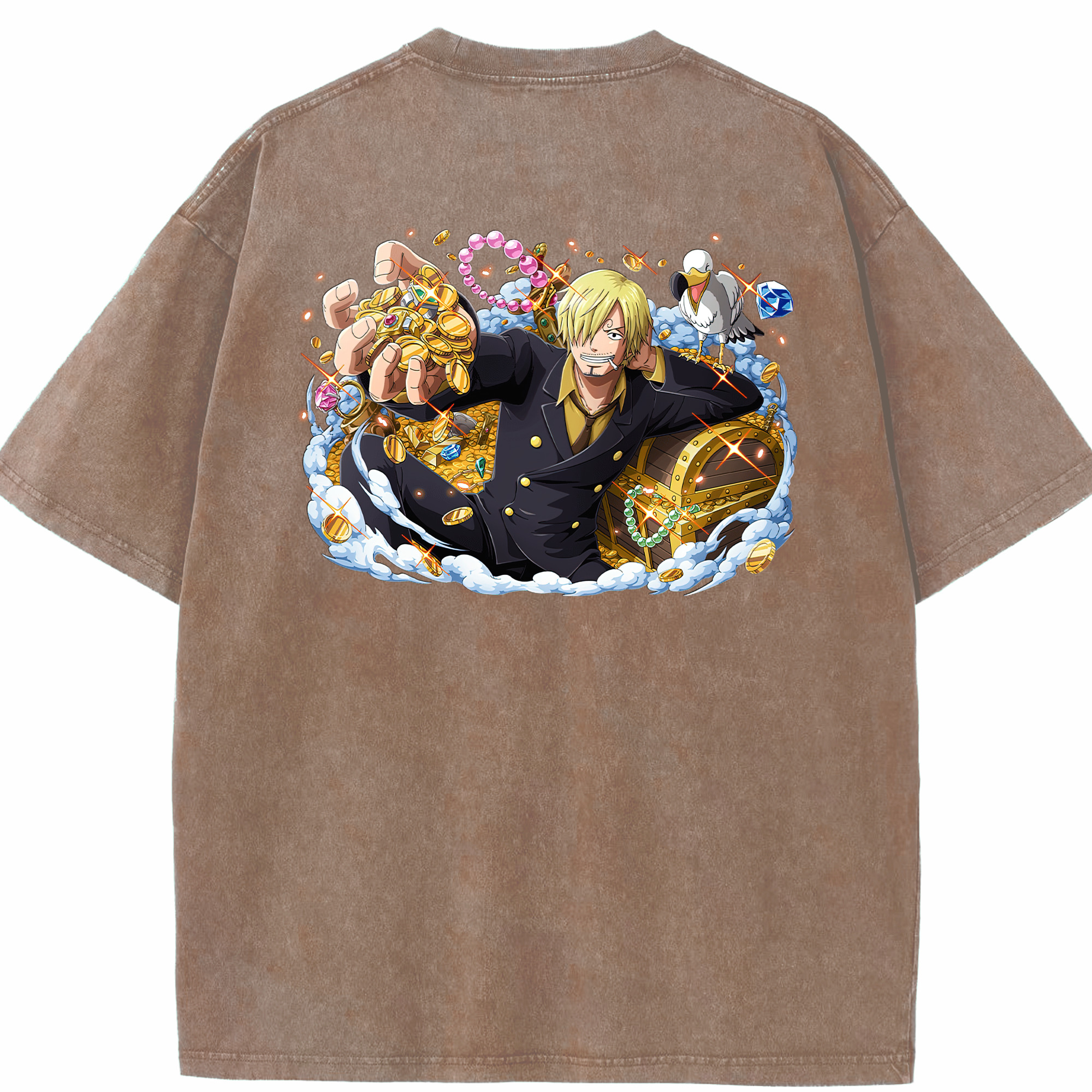 ワンピース サンジ ONE PIECE Sanji 綿100% ヴィンテージ風 半袖Tシャツ（背面プリント）