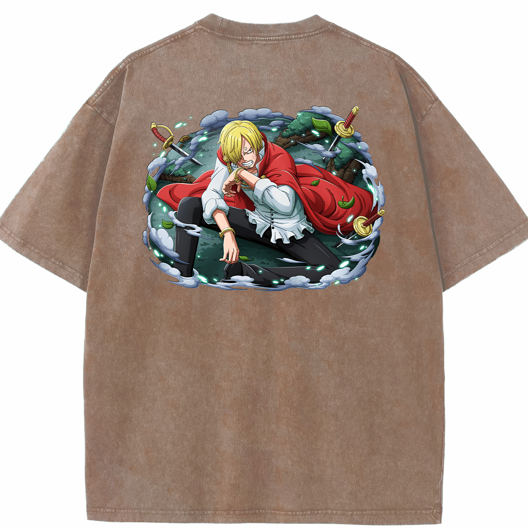 ワンピース サンジ ONE PIECE Sanji 綿100% ヴィンテージ風 半袖Tシャツ（背面プリント）