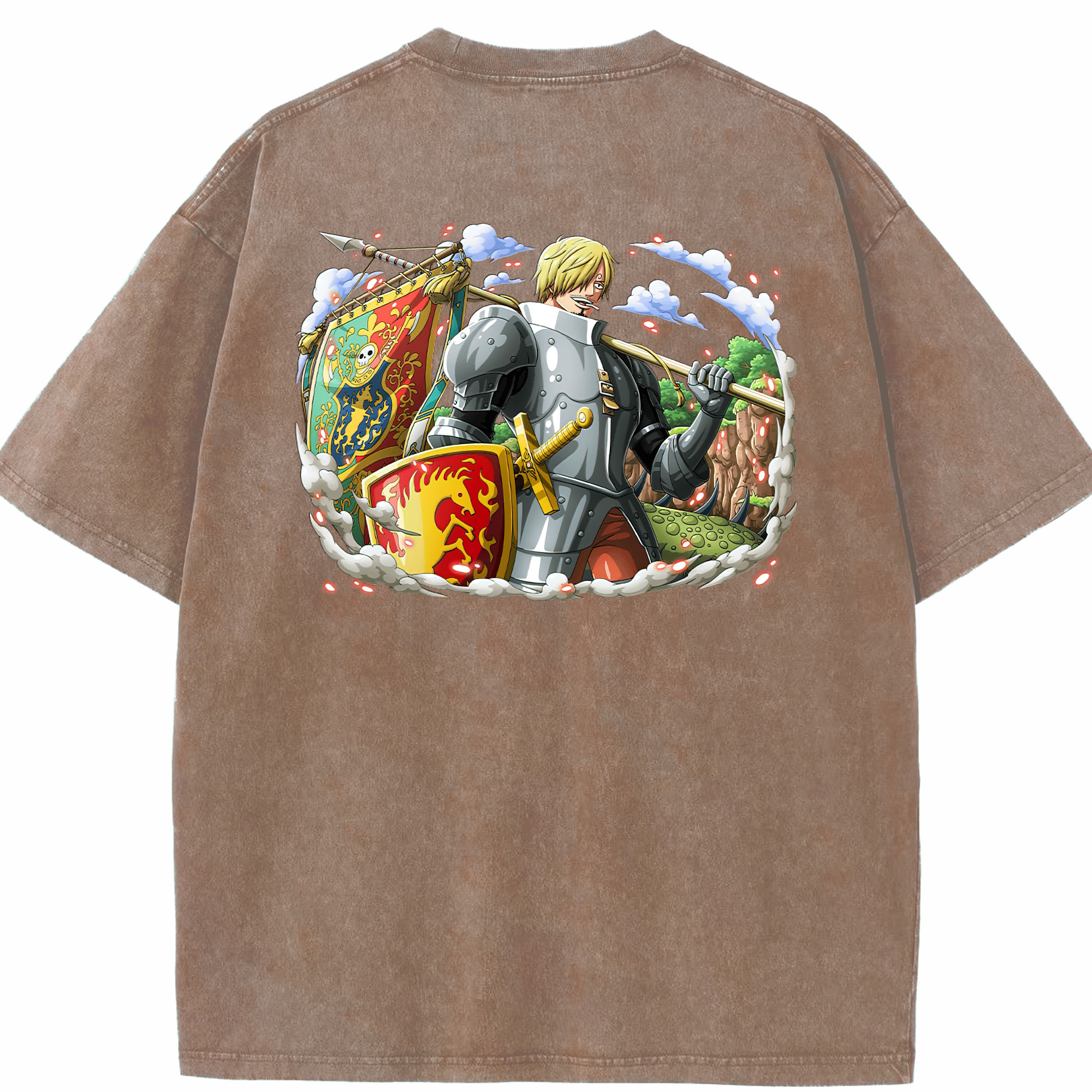 ワンピース サンジ ONE PIECE Sanji 綿100% ヴィンテージ風 半袖Tシャツ（背面プリント）