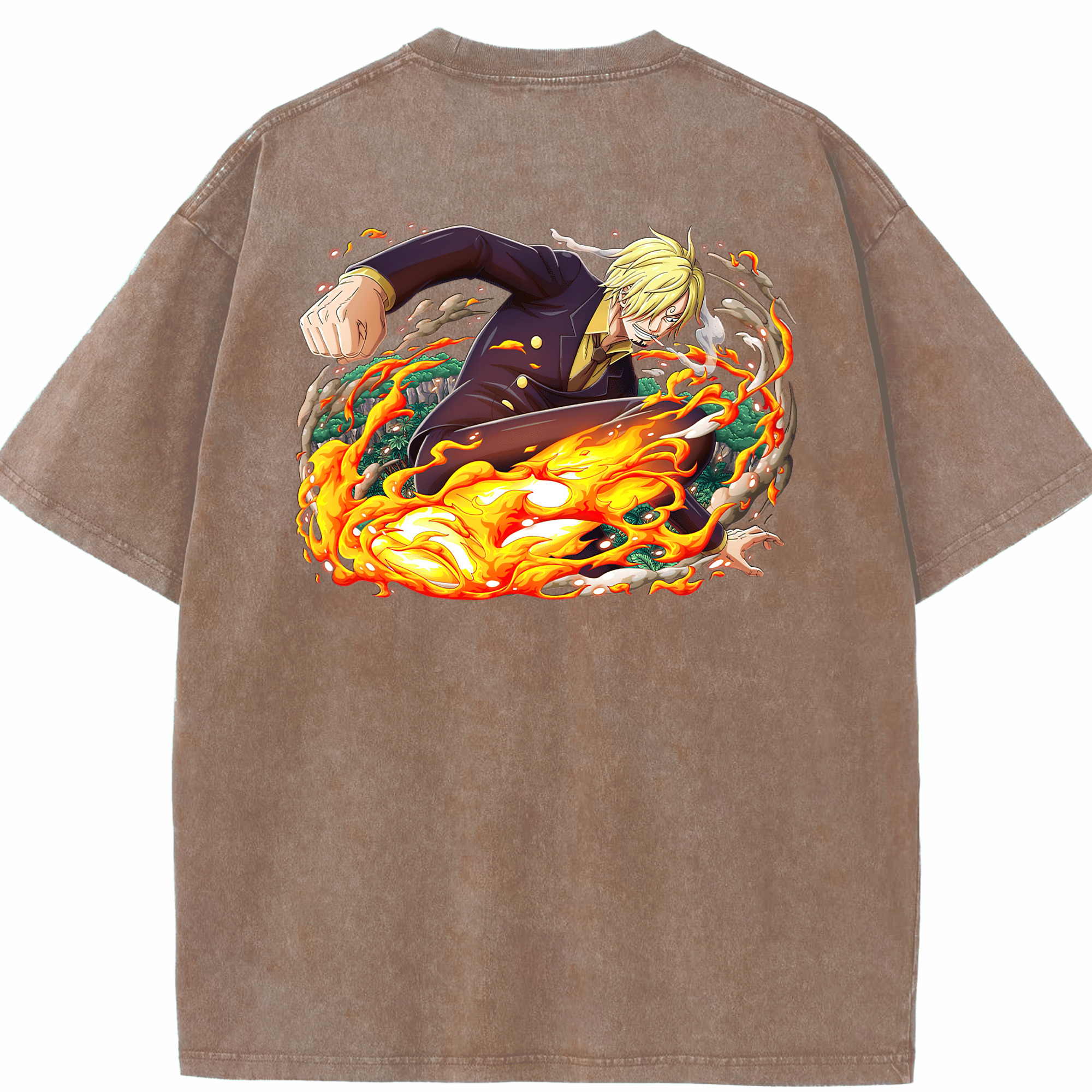ワンピース サンジ ONE PIECE Sanji 綿100% ヴィンテージ風 半袖Tシャツ（背面プリント）