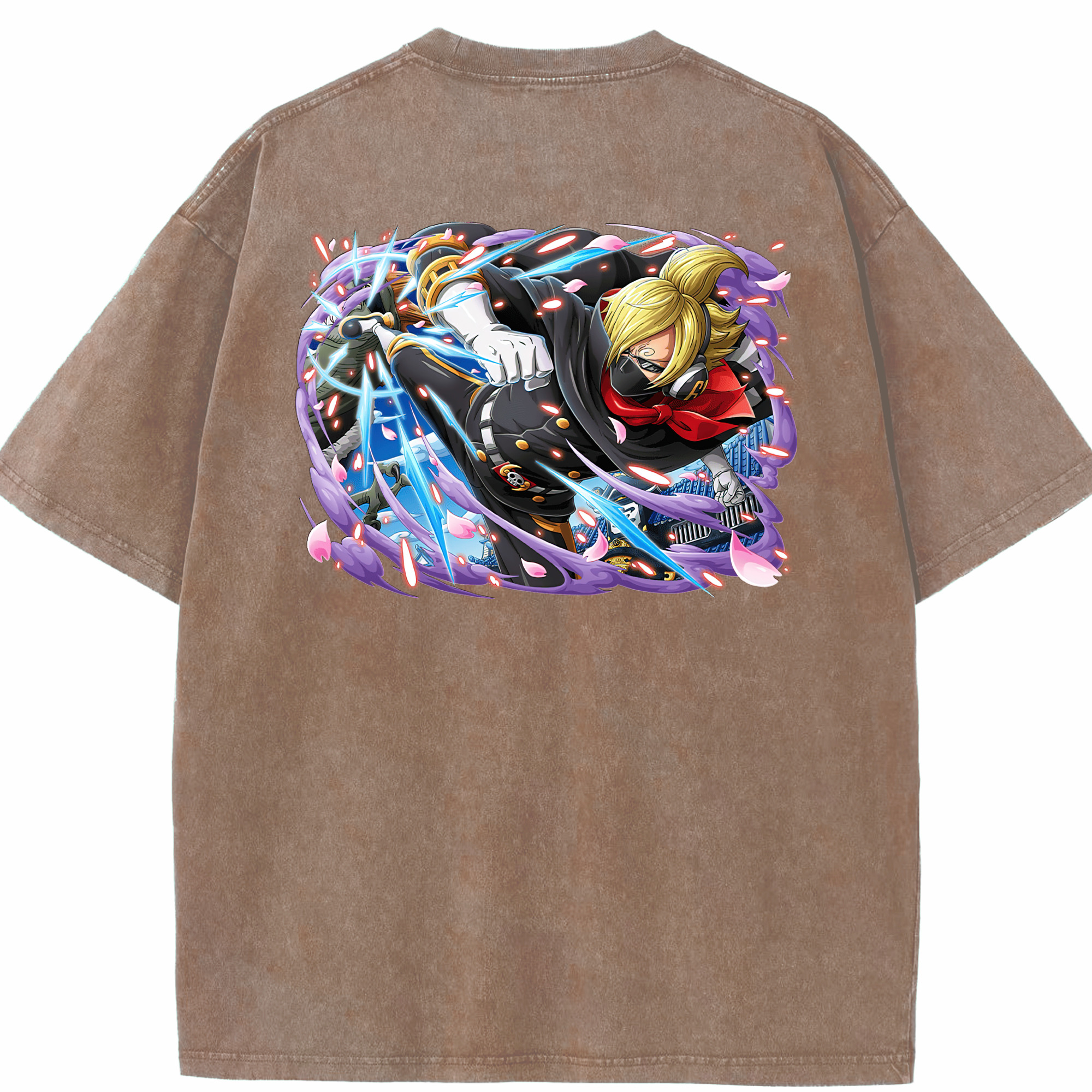 ワンピース サンジ ONE PIECE Sanji 綿100% ヴィンテージ風 半袖Tシャツ（背面プリント）