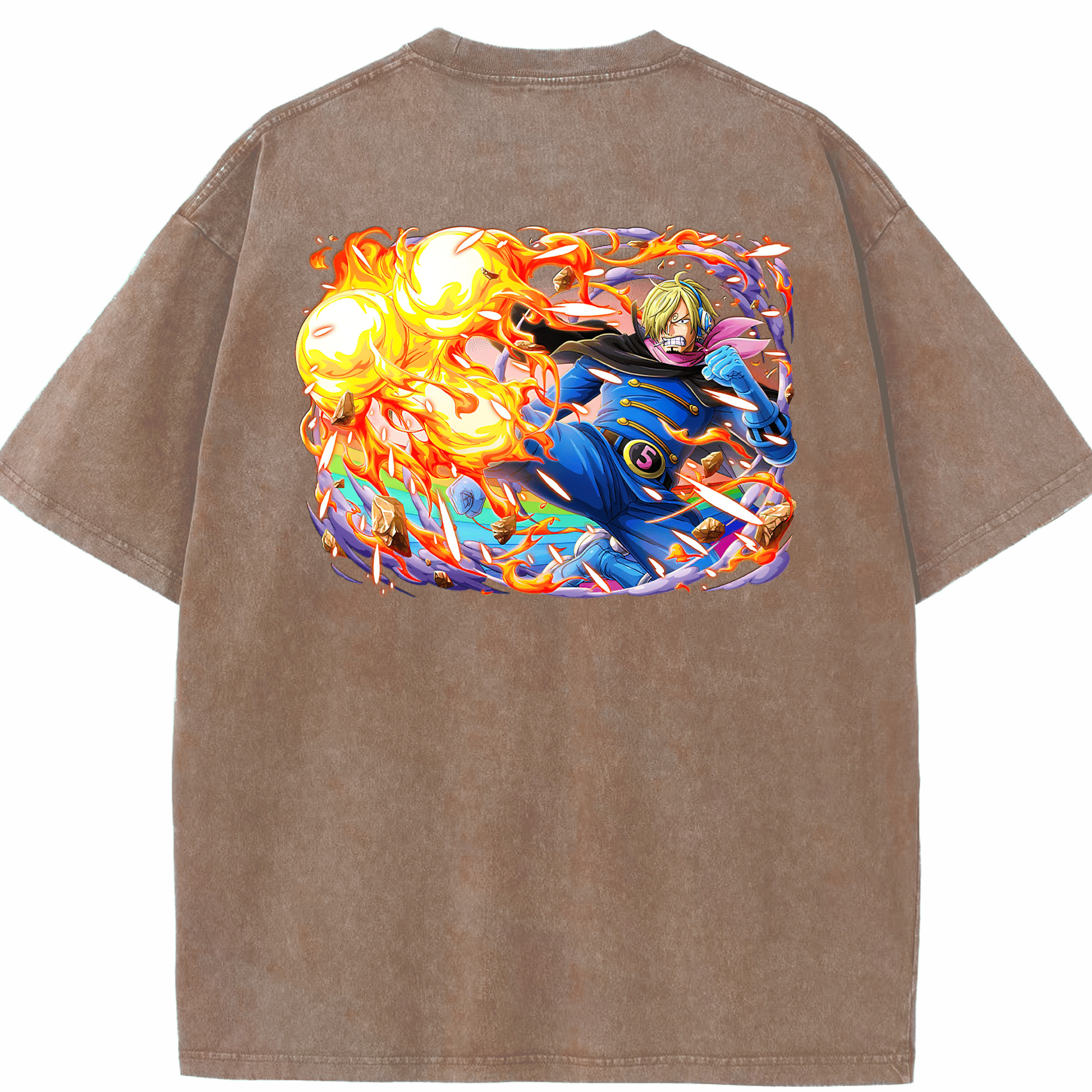 ワンピース サンジ ONE PIECE Sanji 綿100% ヴィンテージ風 半袖Tシャツ（背面プリント）