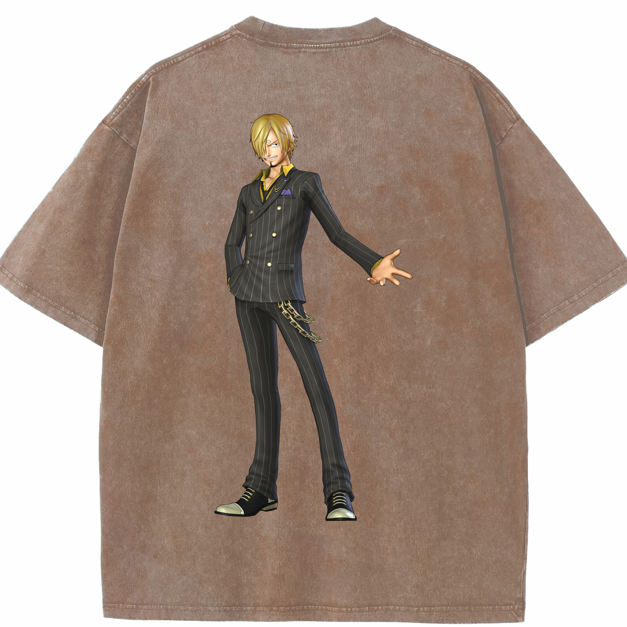 ワンピース サンジ ONE PIECE Sanji 綿100% ヴィンテージ風 半袖Tシャツ（背面プリント）