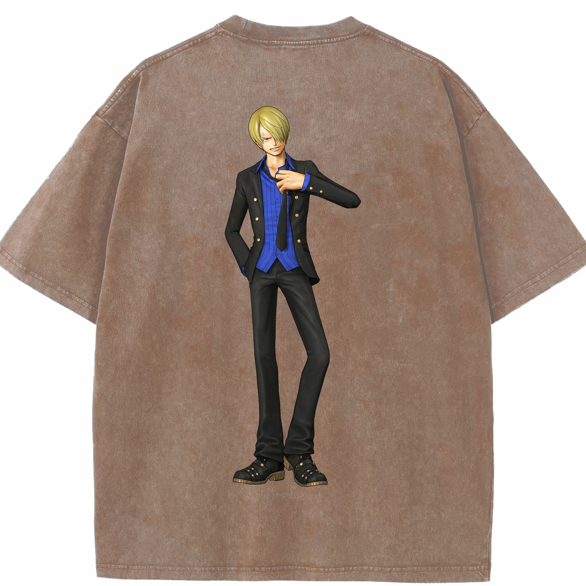 ワンピース サンジ ONE PIECE Sanji 綿100% ヴィンテージ風 半袖Tシャツ（背面プリント）