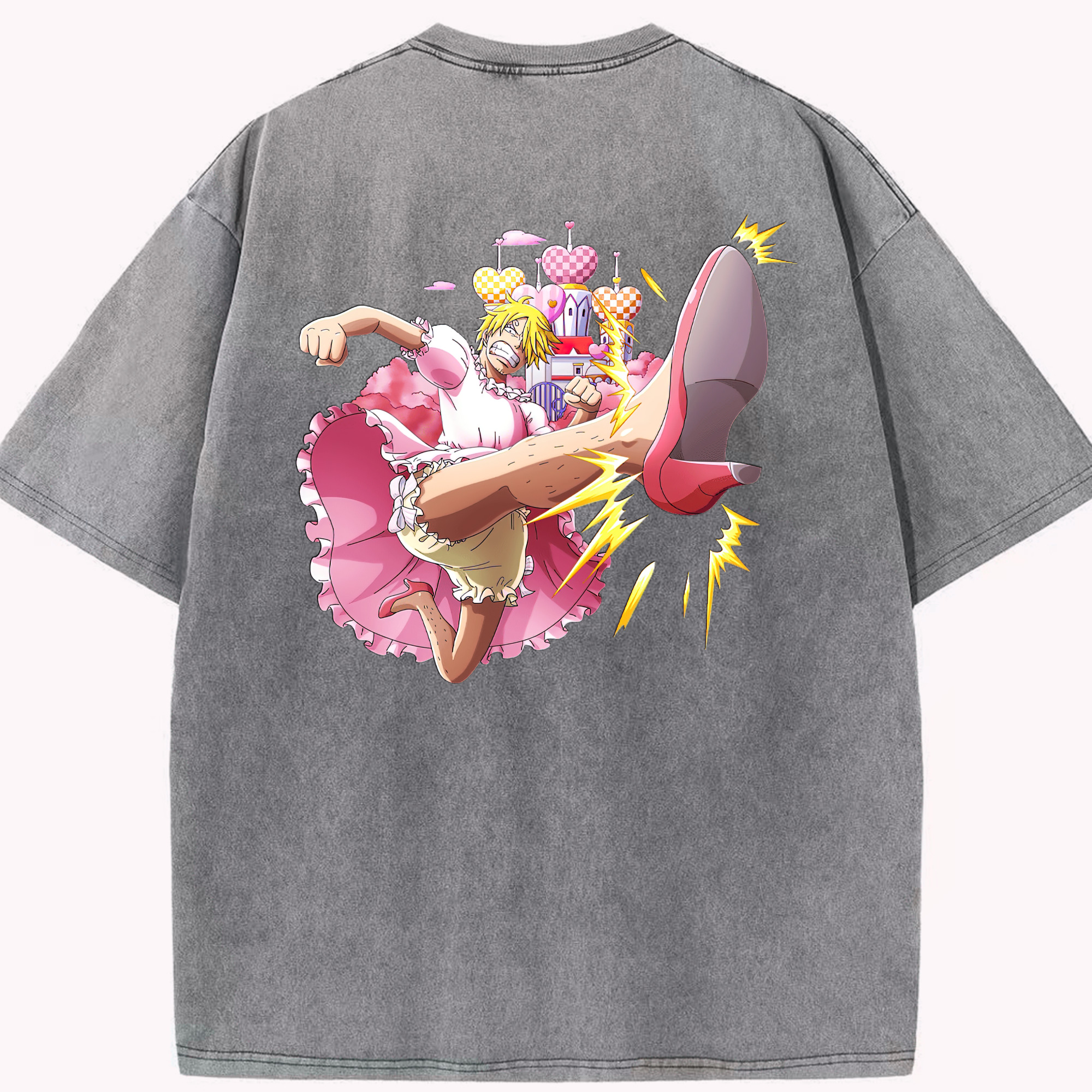 （画像用） ワンピース サンジ ONE PIECE Sanji 綿100% ヴィンテージ風 半袖Tシャツ（背面プリント）