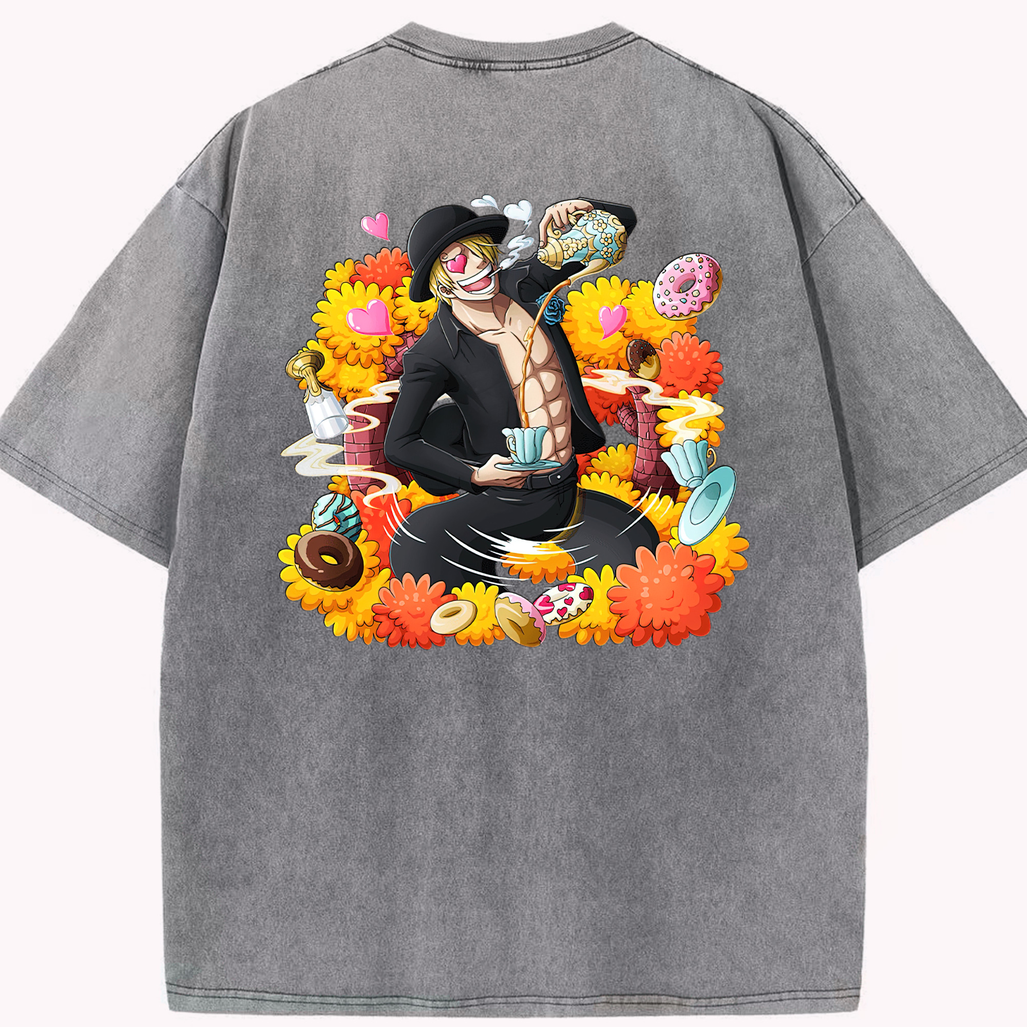 ワンピース サンジ ONE PIECE Sanji 綿100% ヴィンテージ風 半袖Tシャツ（背面プリント）