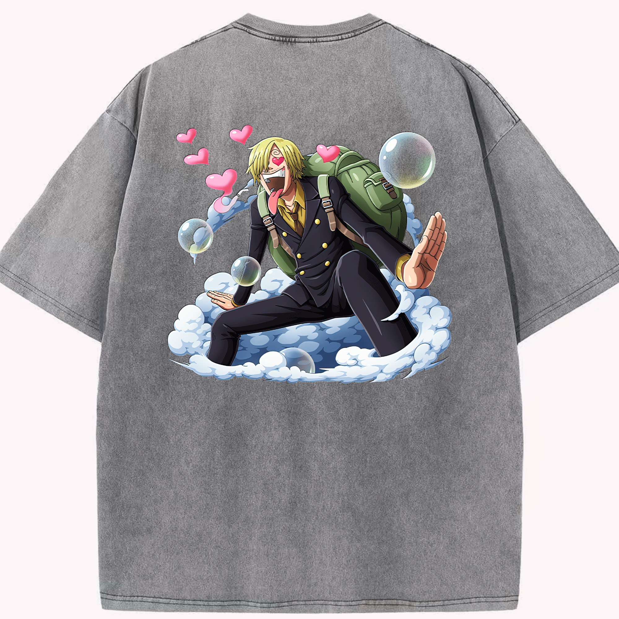 ワンピース サンジ ONE PIECE Sanji 綿100% ヴィンテージ風 半袖Tシャツ（背面プリント）