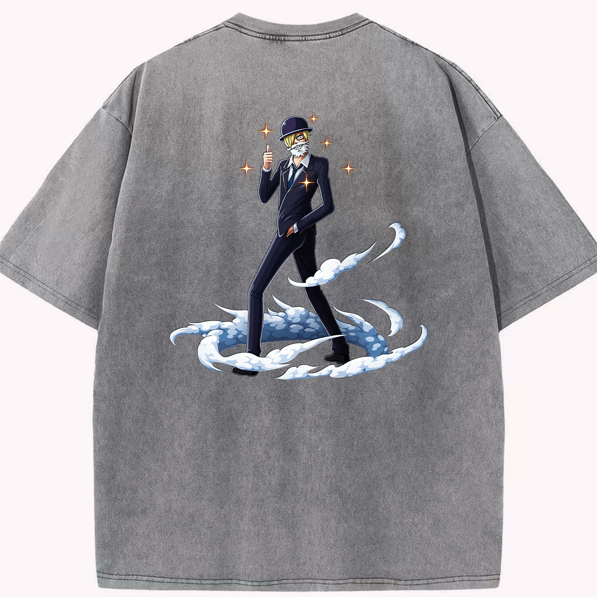 ワンピース サンジ ONE PIECE Sanji 綿100% ヴィンテージ風 半袖Tシャツ（背面プリント）