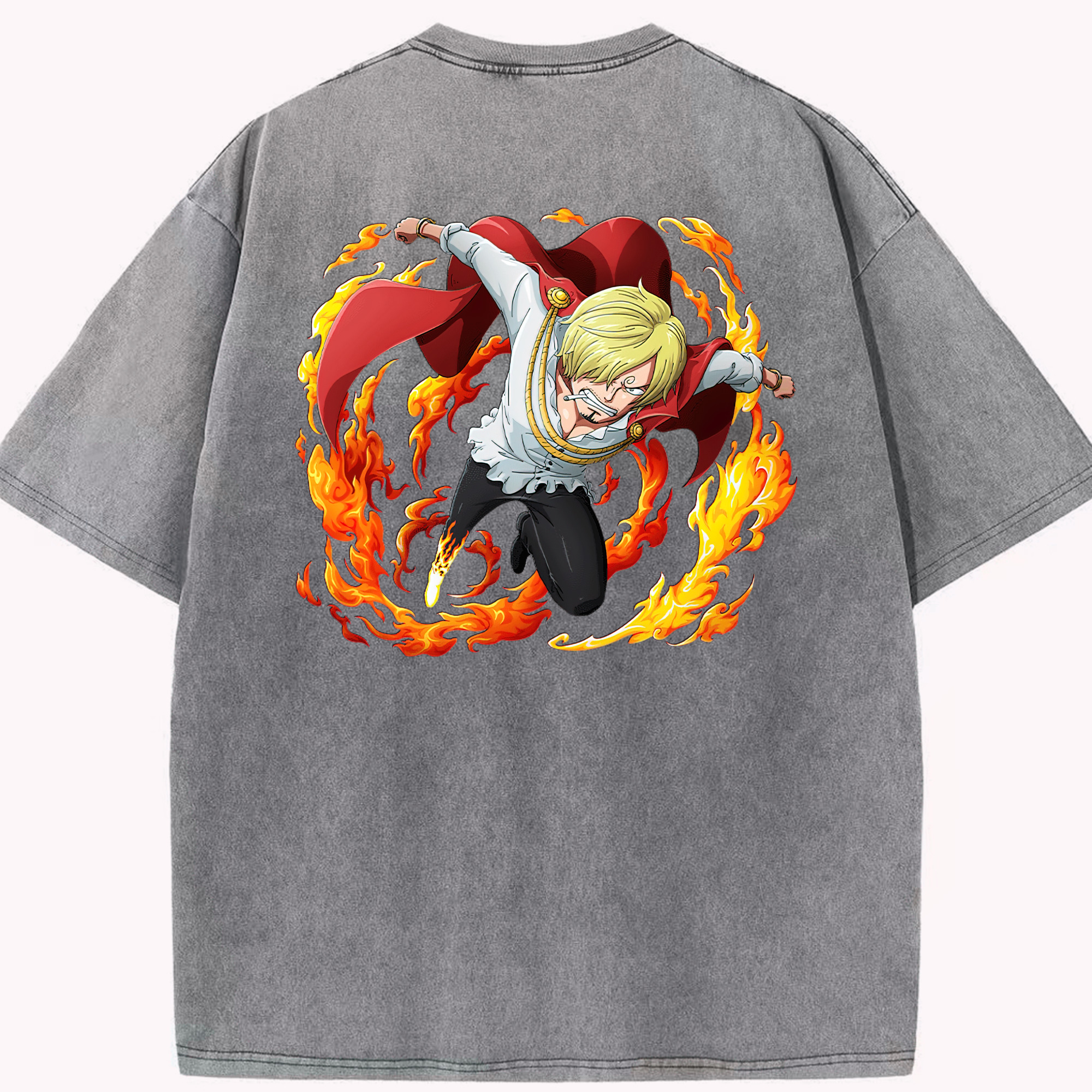 ワンピース サンジ ONE PIECE Sanji 綿100% ヴィンテージ風 半袖Tシャツ（背面プリント）