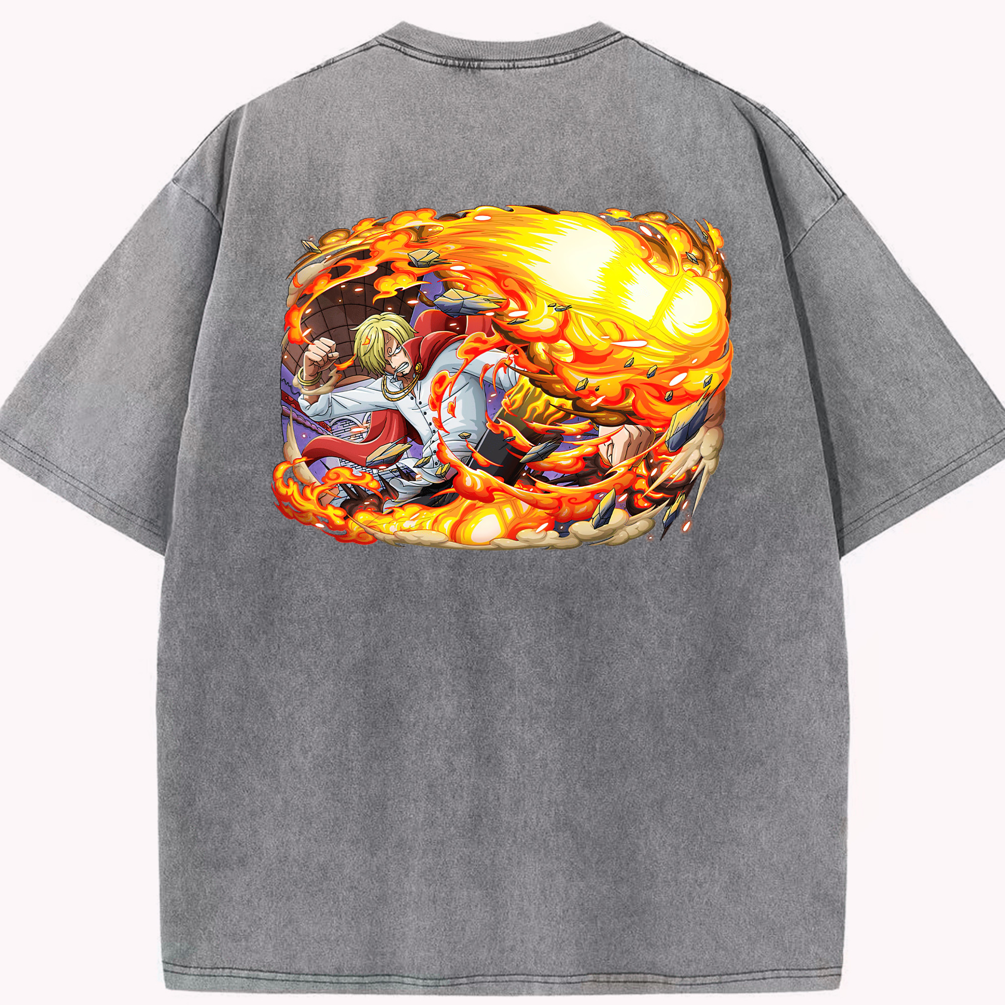 ワンピース サンジ ONE PIECE Sanji 綿100% ヴィンテージ風 半袖Tシャツ（背面プリント）