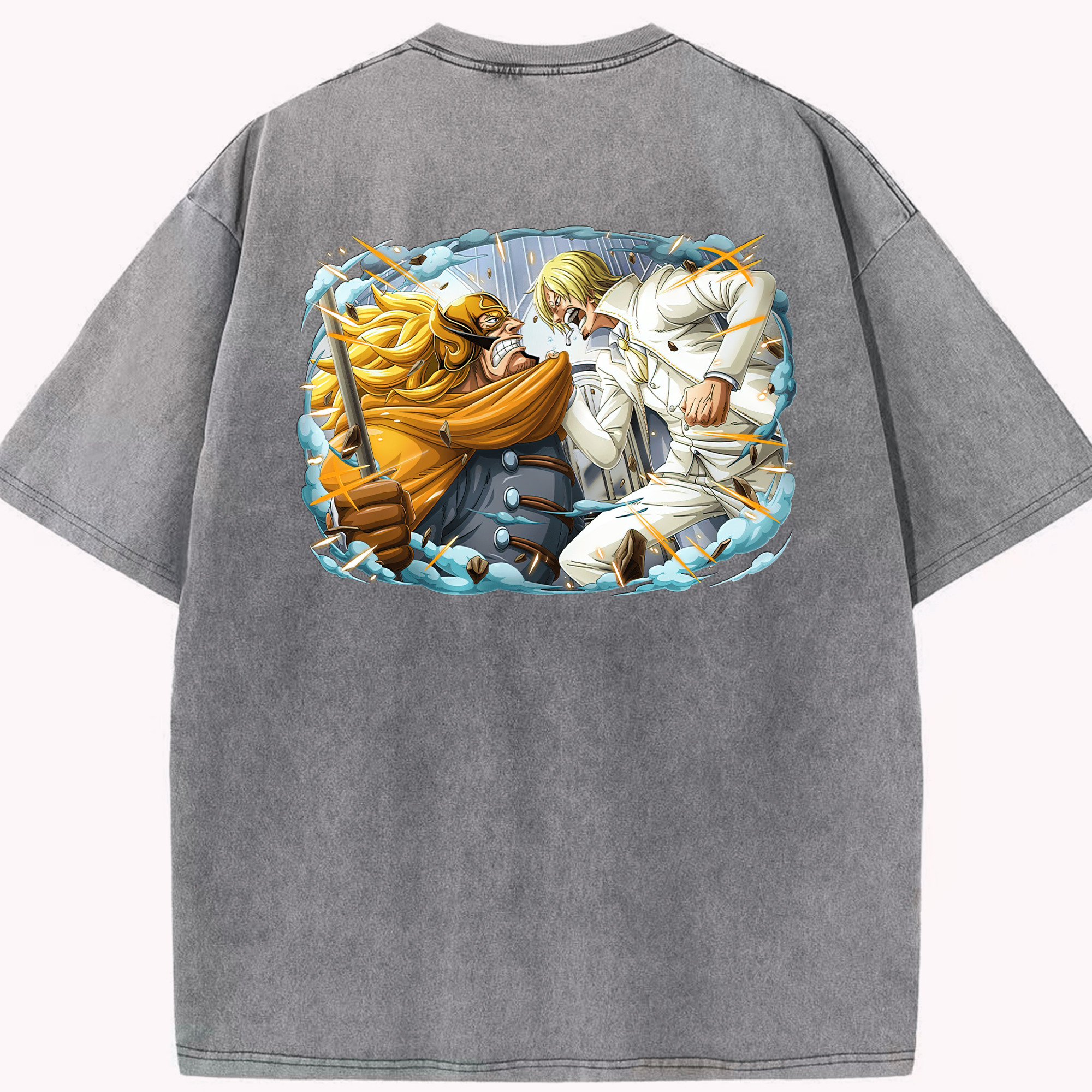 ワンピース サンジ ONE PIECE Sanji 綿100% ヴィンテージ風 半袖Tシャツ（背面プリント）