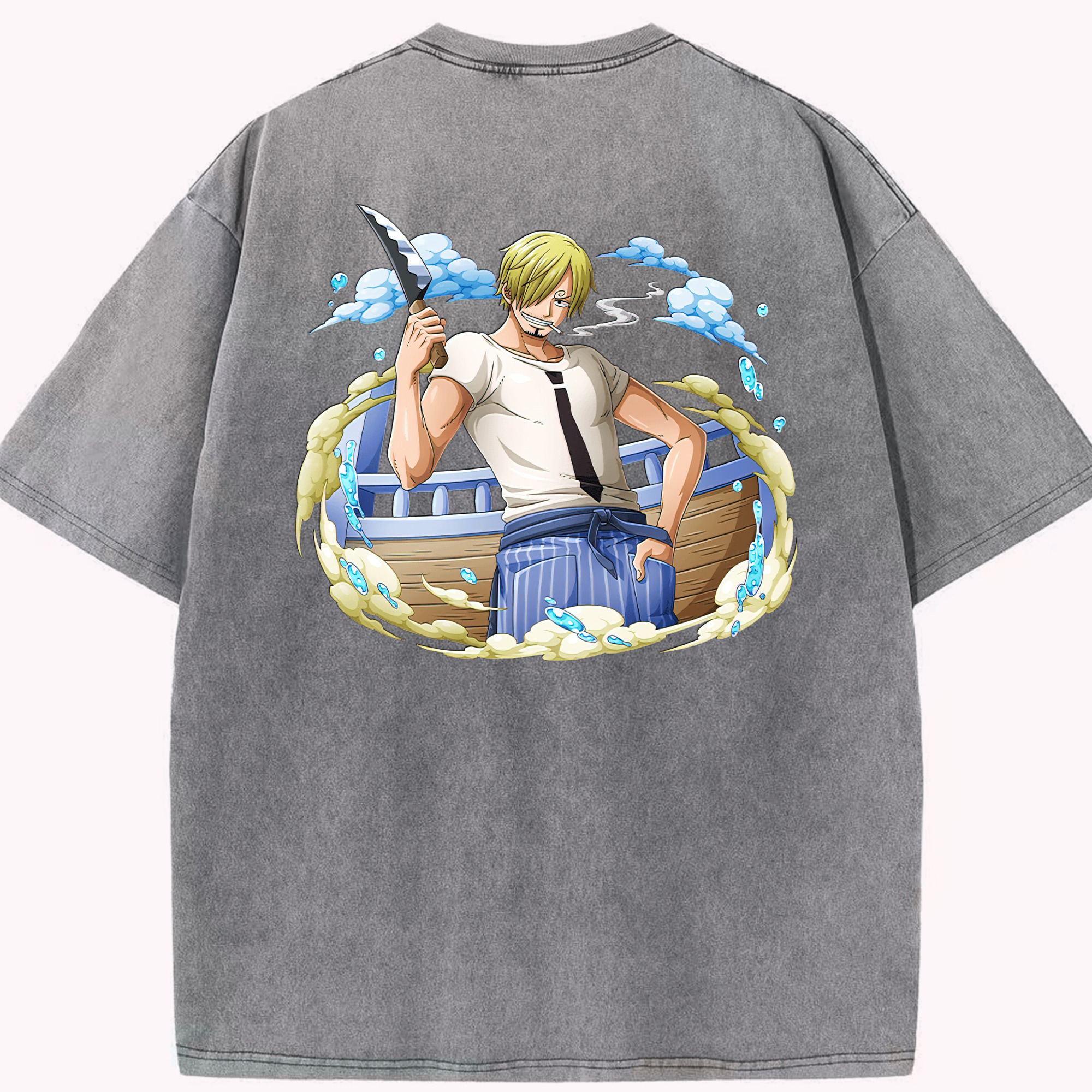 ワンピース サンジ ONE PIECE Sanji 綿100% ヴィンテージ風 半袖Tシャツ（背面プリント）