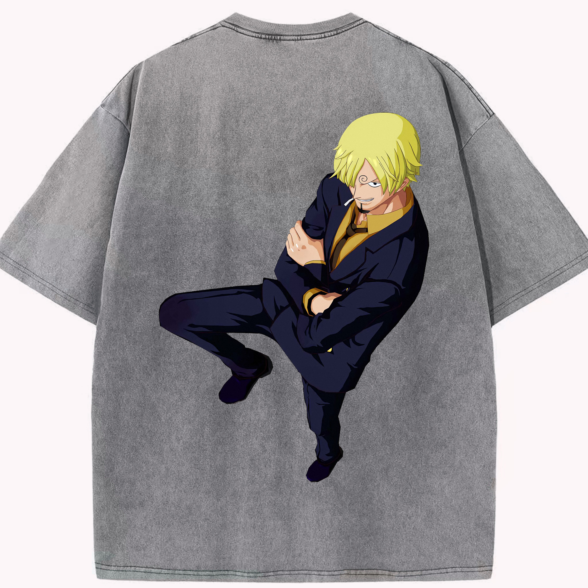 ワンピース サンジ ONE PIECE Sanji 綿100% ヴィンテージ風 半袖Tシャツ（背面プリント）