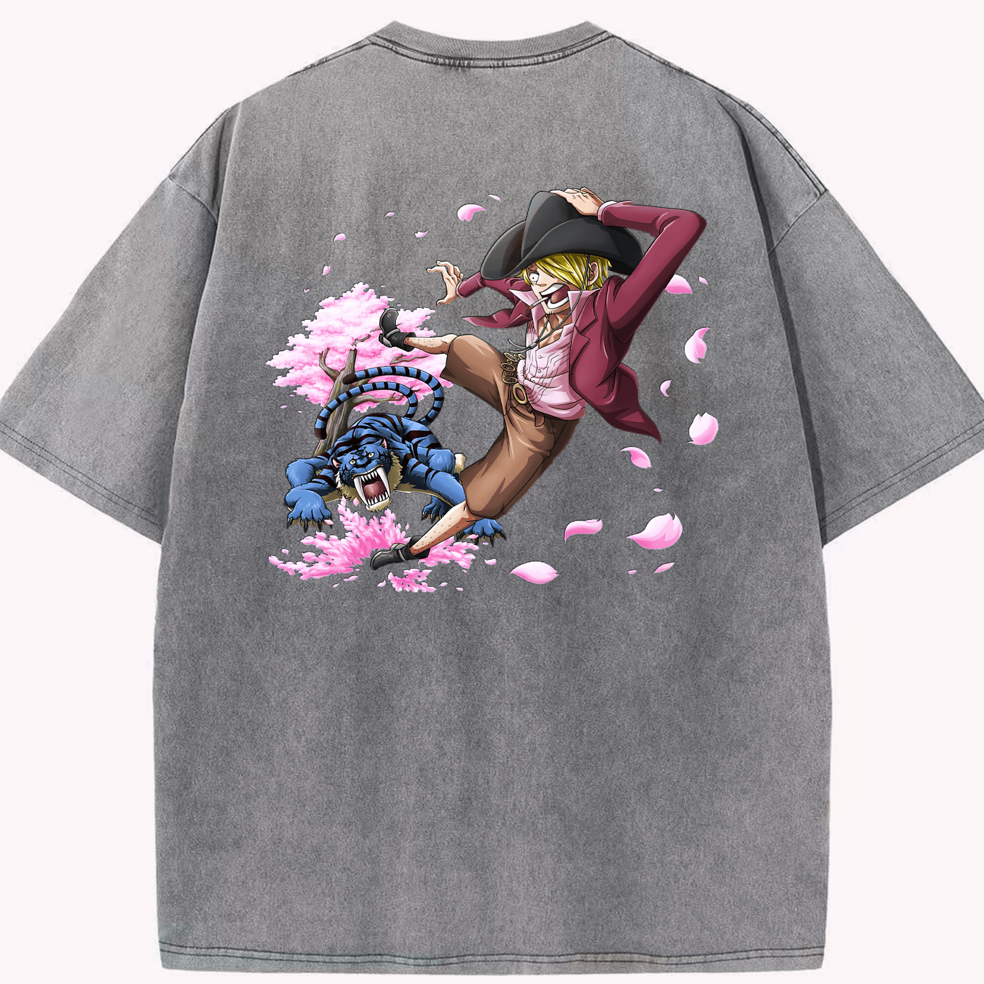 （画像用） ワンピース サンジ ONE PIECE Sanji 綿100% ヴィンテージ風 半袖Tシャツ（背面プリント）
