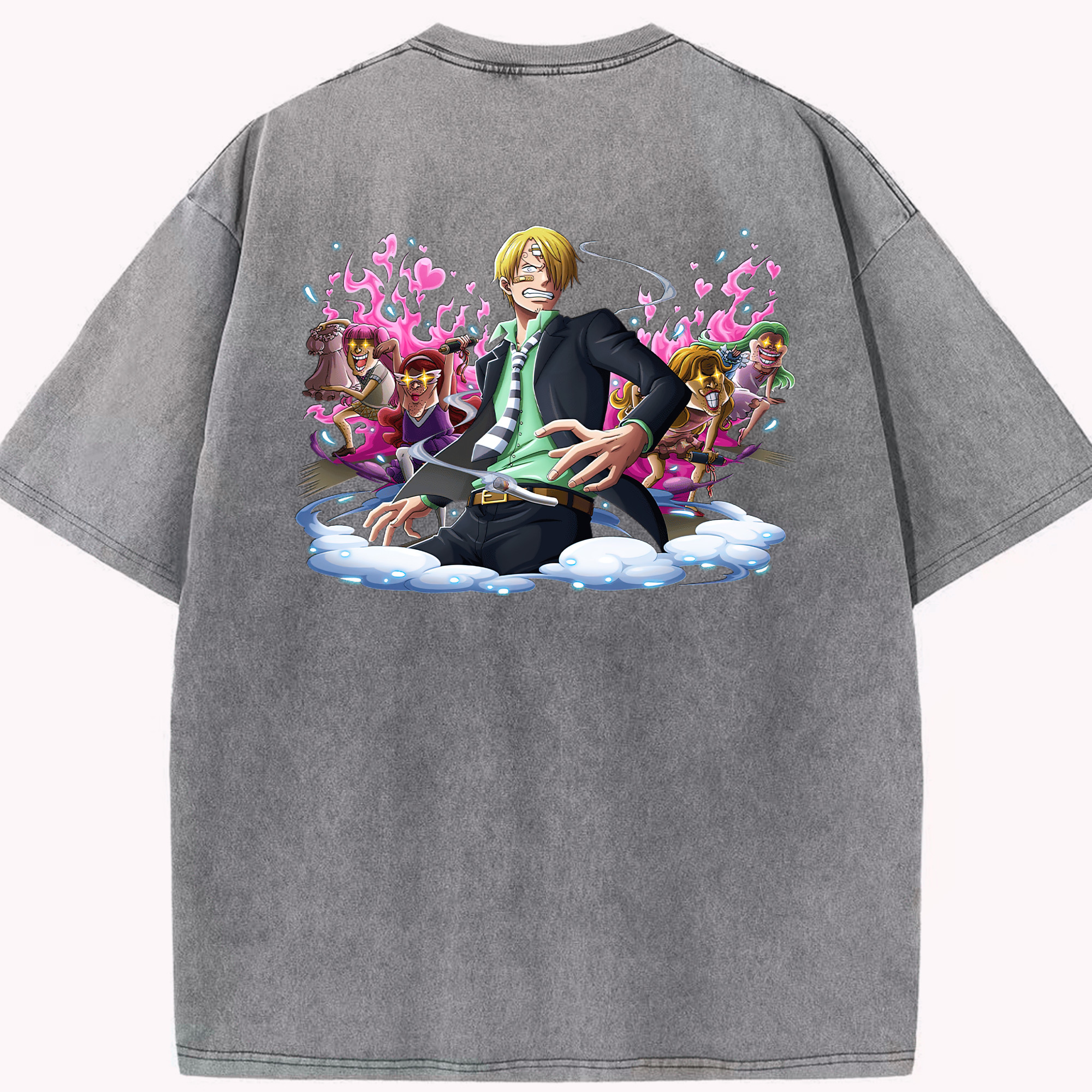 ワンピース サンジ ONE PIECE Sanji 綿100% ヴィンテージ風 半袖Tシャツ（背面プリント）