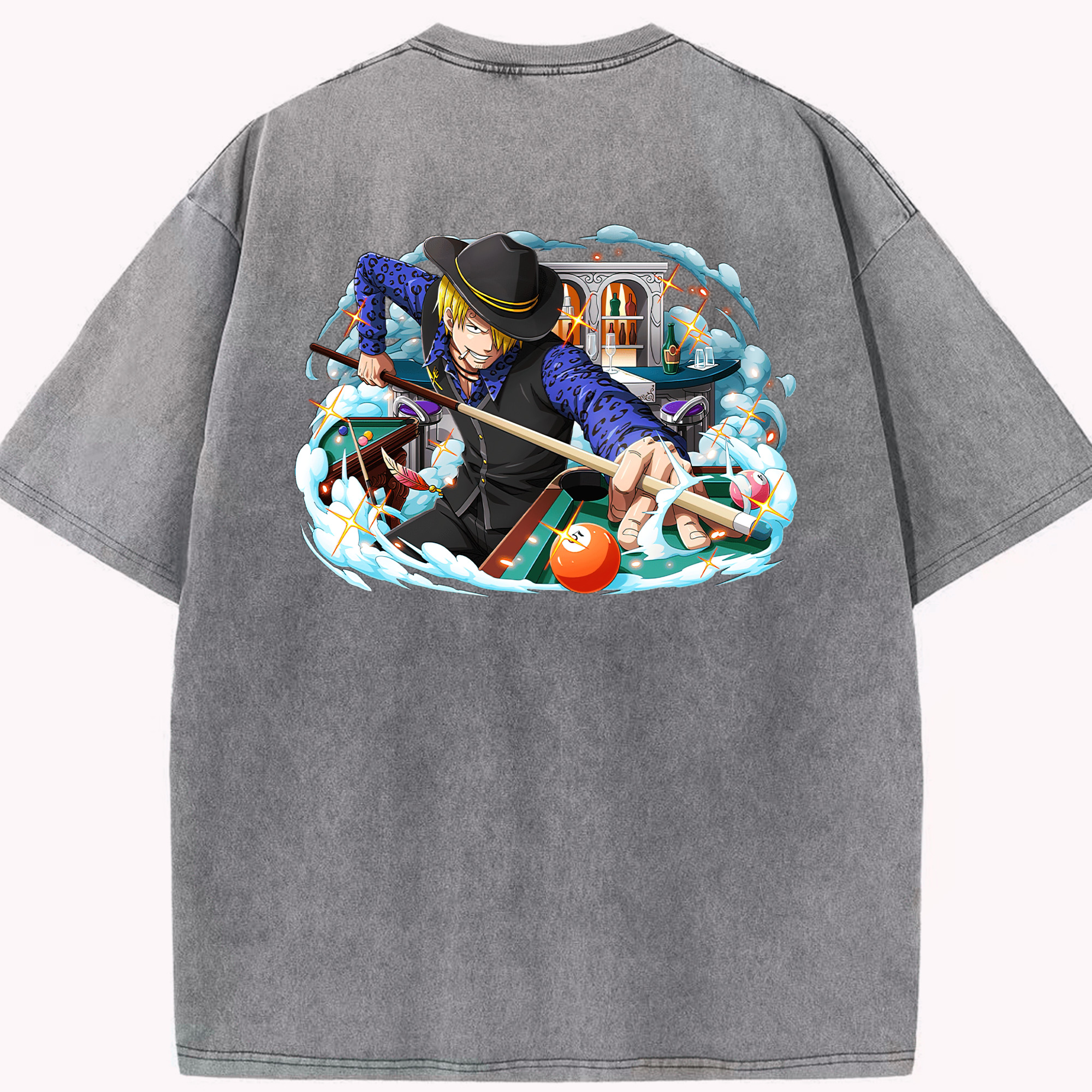 ワンピース サンジ ONE PIECE Sanji 綿100% ヴィンテージ風 半袖Tシャツ（背面プリント）