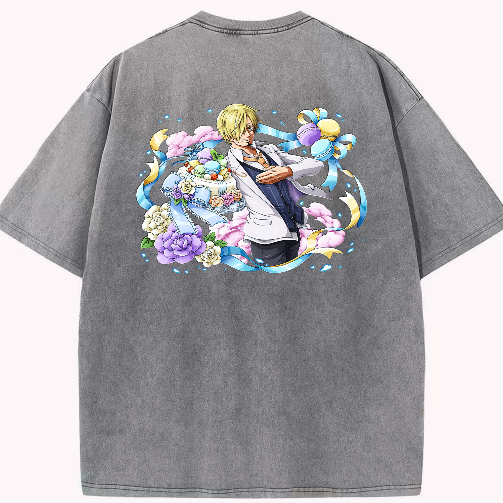 ワンピース サンジ ONE PIECE Sanji 綿100% ヴィンテージ風 半袖Tシャツ（背面プリント）