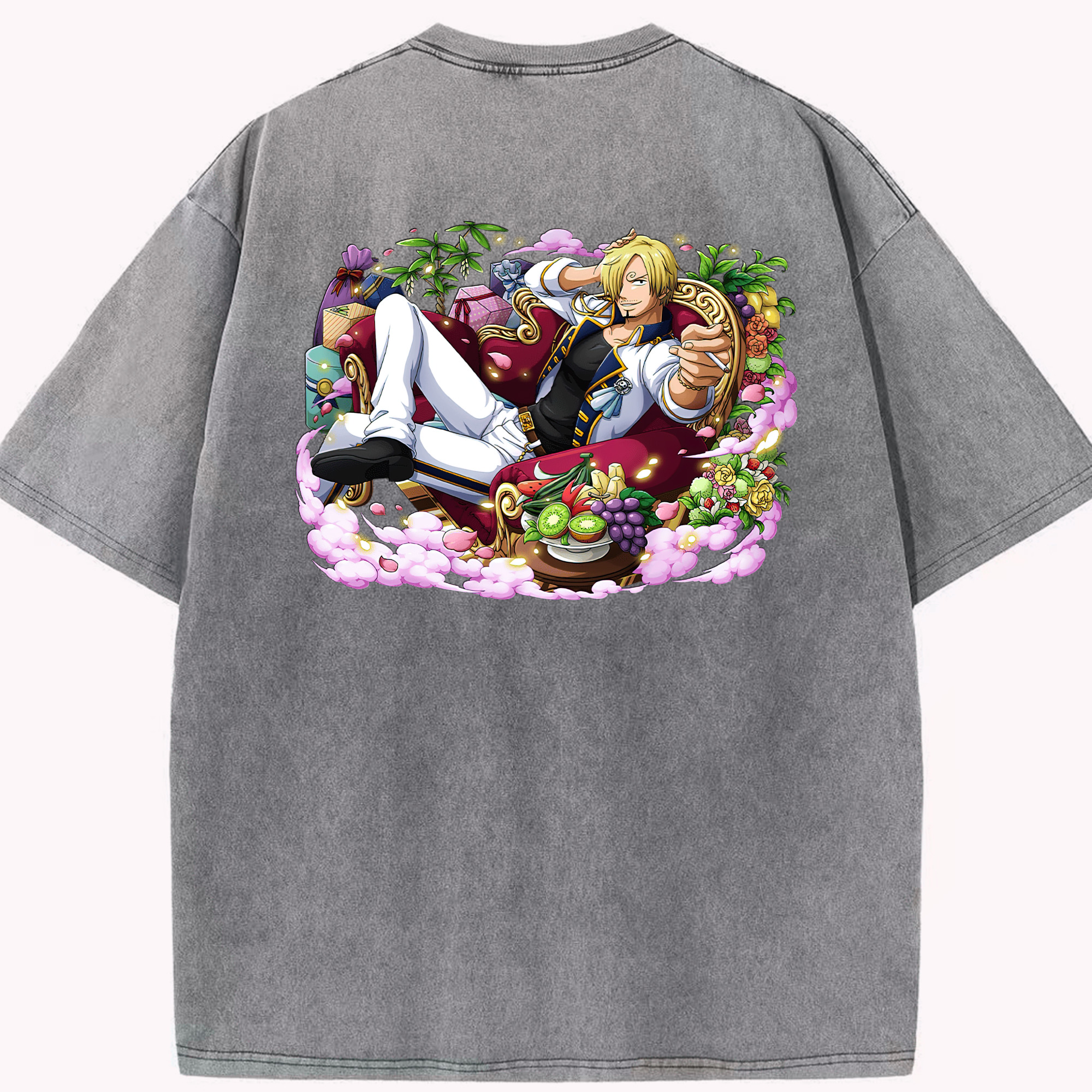 ワンピース サンジ ONE PIECE Sanji 綿100% ヴィンテージ風 半袖Tシャツ（背面プリント）