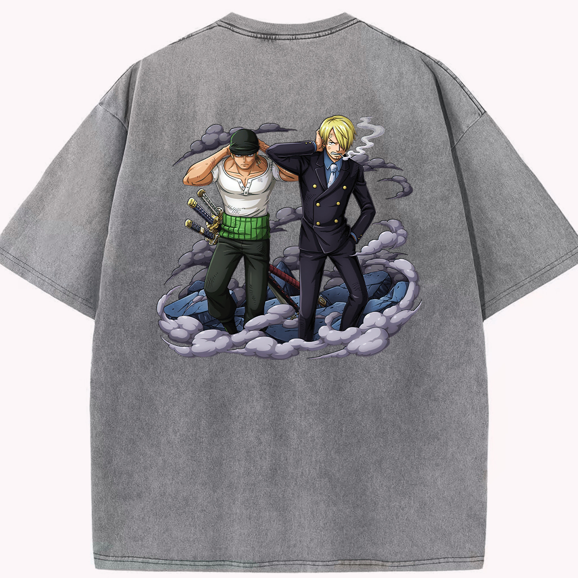 ワンピース サンジ ONE PIECE Sanji 綿100% ヴィンテージ風 半袖Tシャツ（背面プリント）