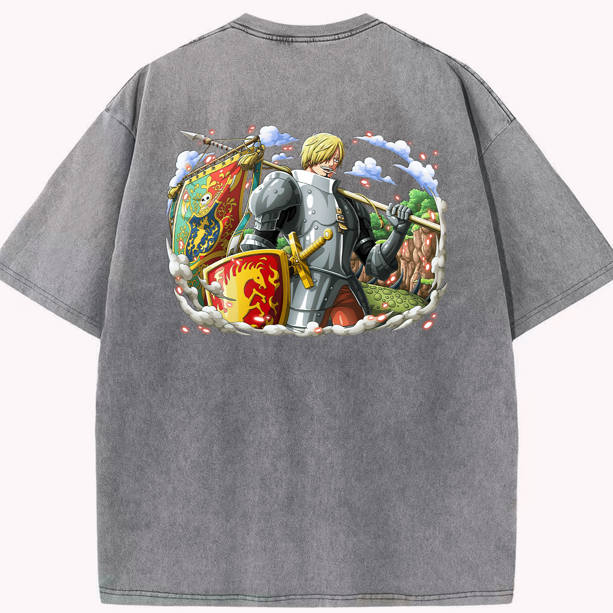 ワンピース サンジ ONE PIECE Sanji 綿100% ヴィンテージ風 半袖Tシャツ（背面プリント）