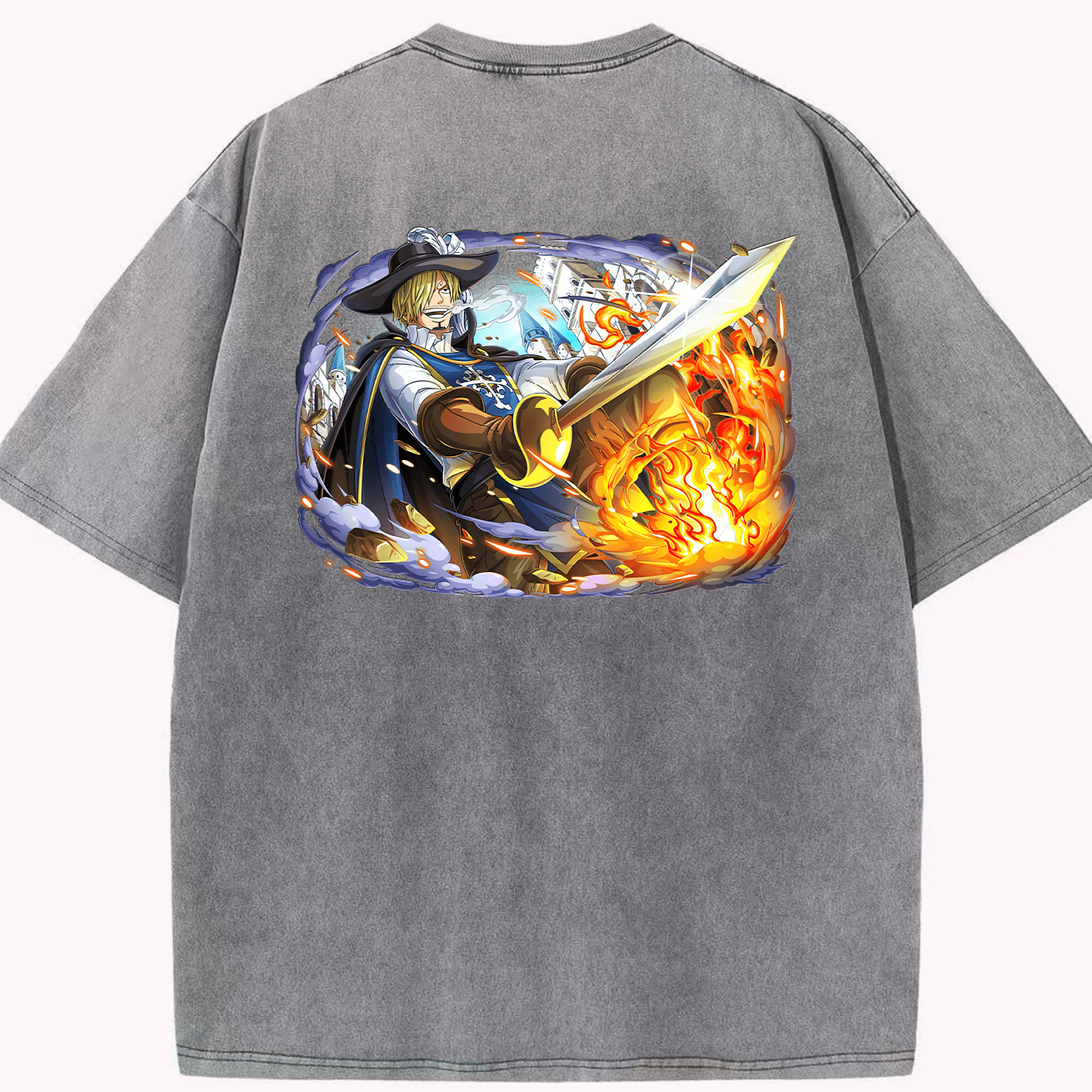 ワンピース サンジ ONE PIECE Sanji 綿100% ヴィンテージ風 半袖Tシャツ（背面プリント）